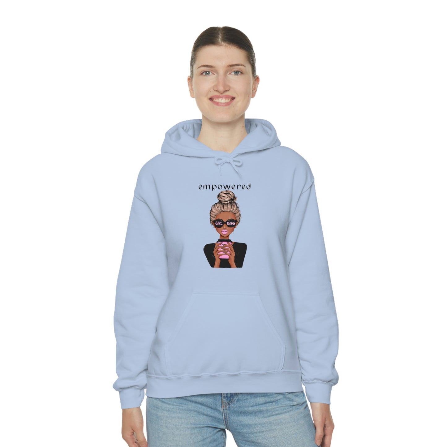 Empowered Girl (African American with blond hair) Boss Hooded Sweatshirt