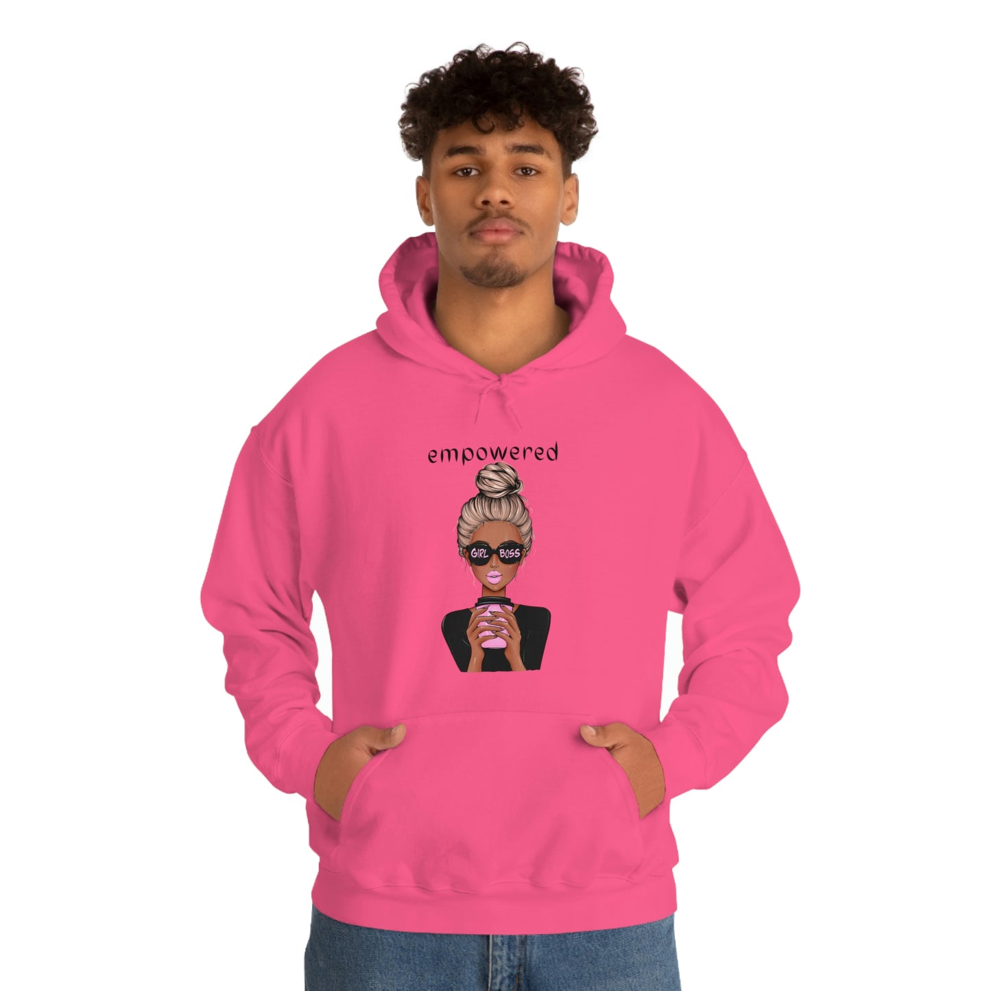 Empowered Girl (African American with blond hair) Boss Hooded Sweatshirt