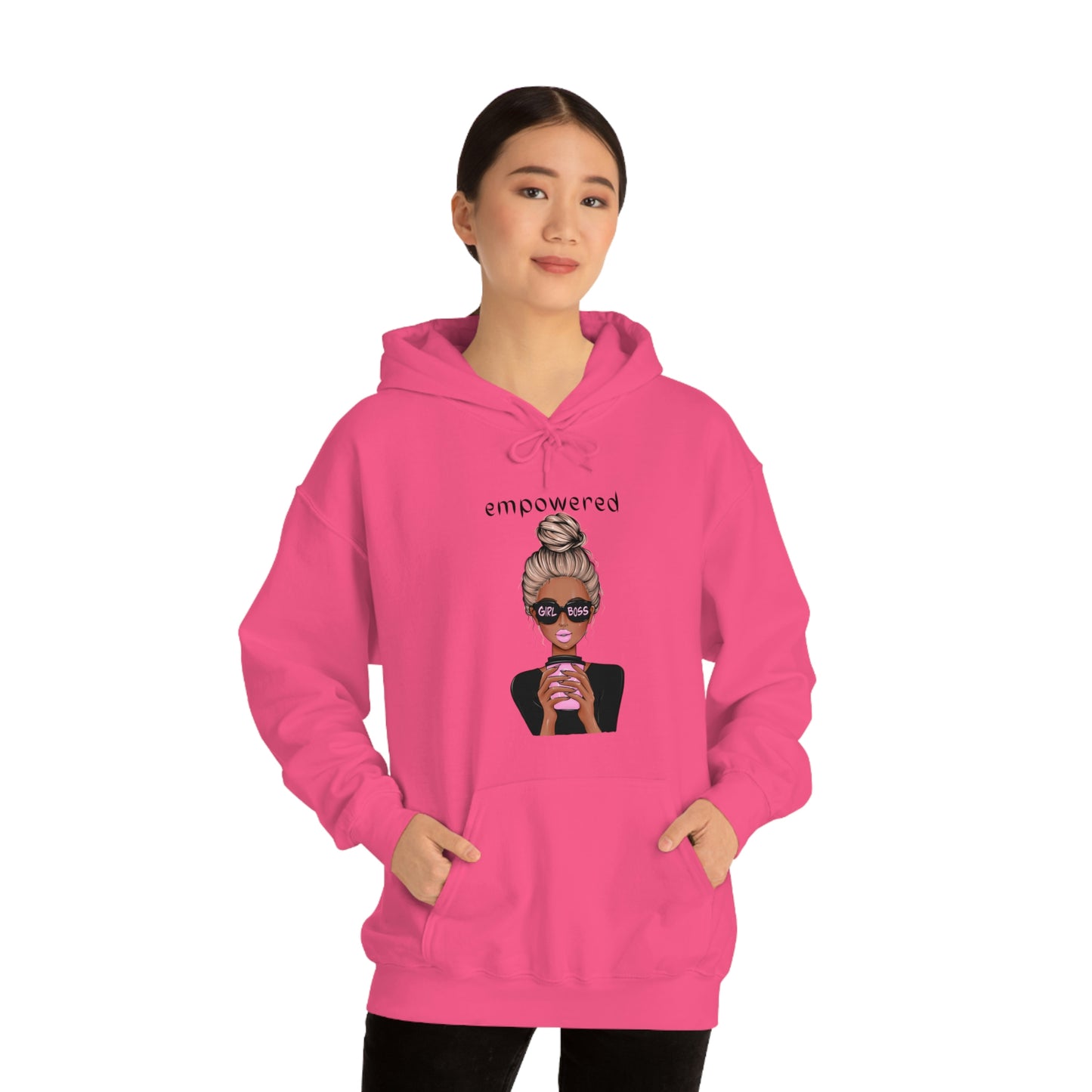 Empowered Girl (African American with blond hair) Boss Hooded Sweatshirt