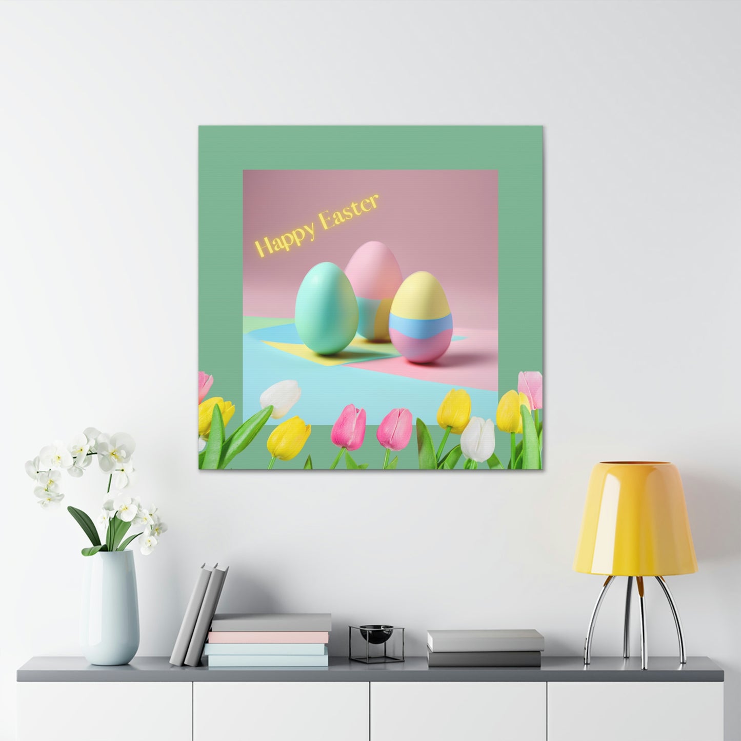Happy Easter - Eggs and Tulips