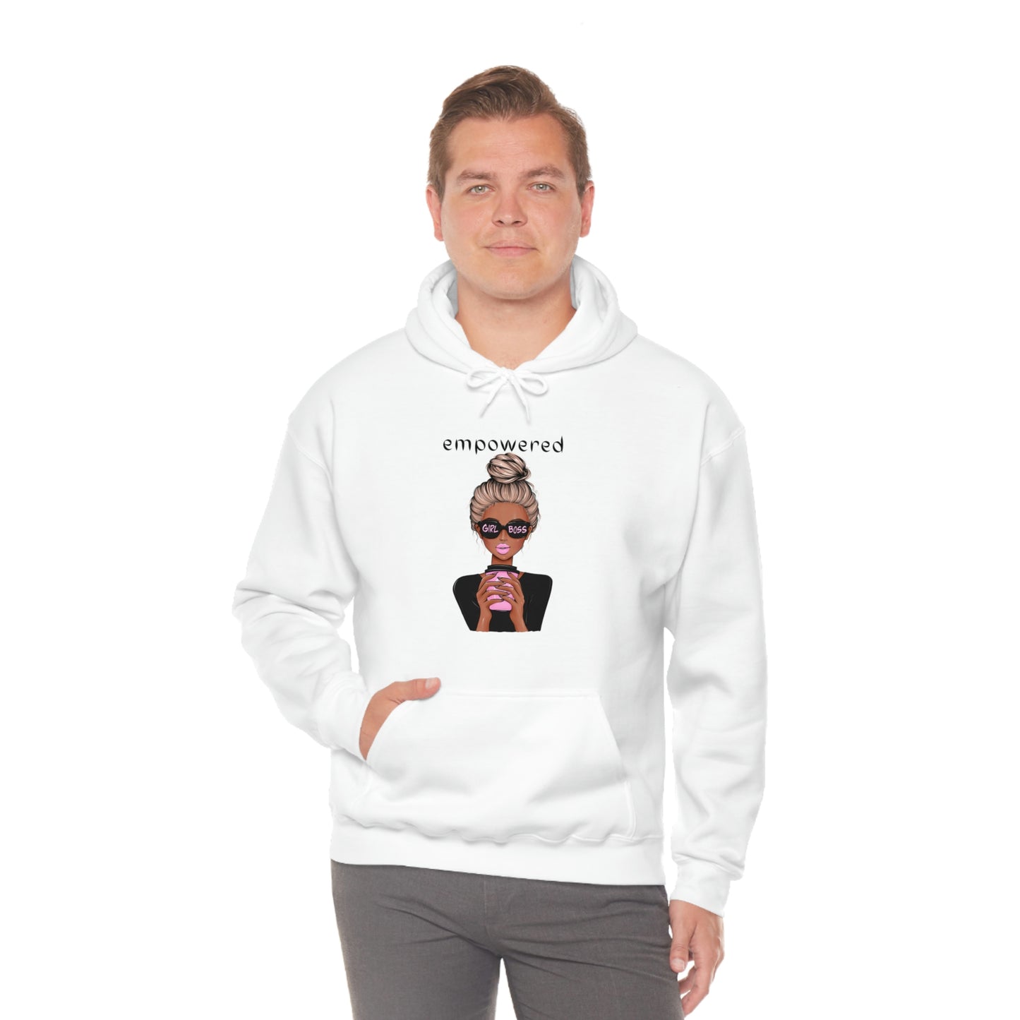 Empowered Girl (African American with blond hair) Boss Hooded Sweatshirt