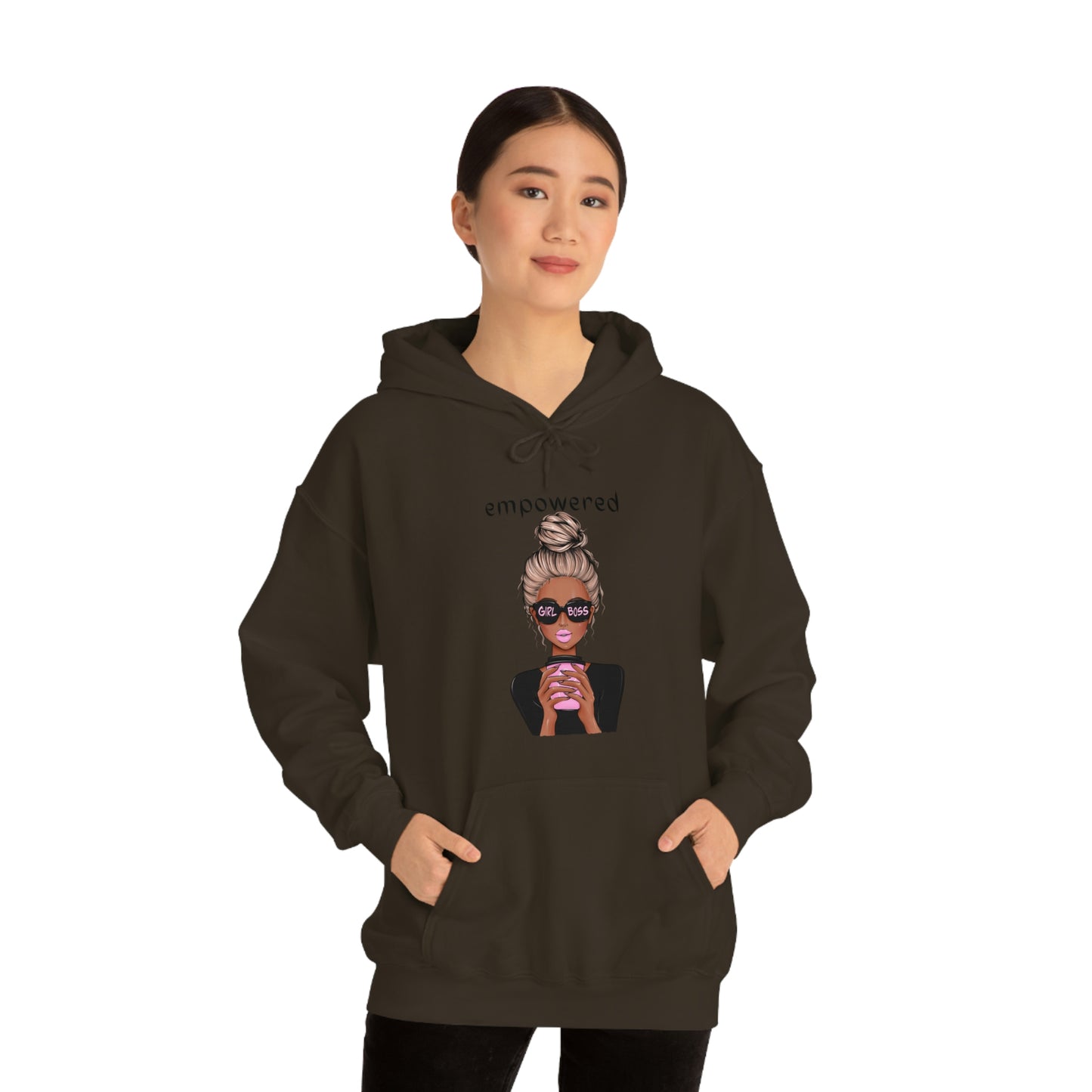 Empowered Girl (African American with blond hair) Boss Hooded Sweatshirt