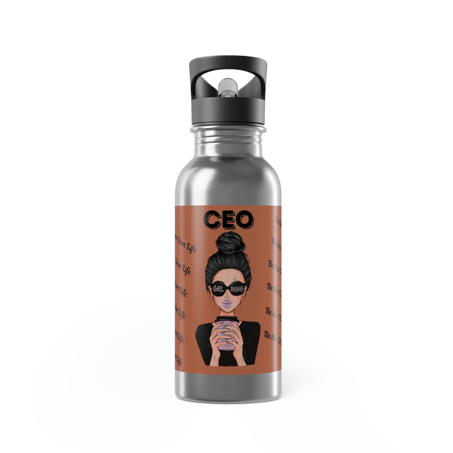 Be The CEO Of Your Own Life (Caucasian) - Stainless Steel Water Bottle With Straw, 20oz