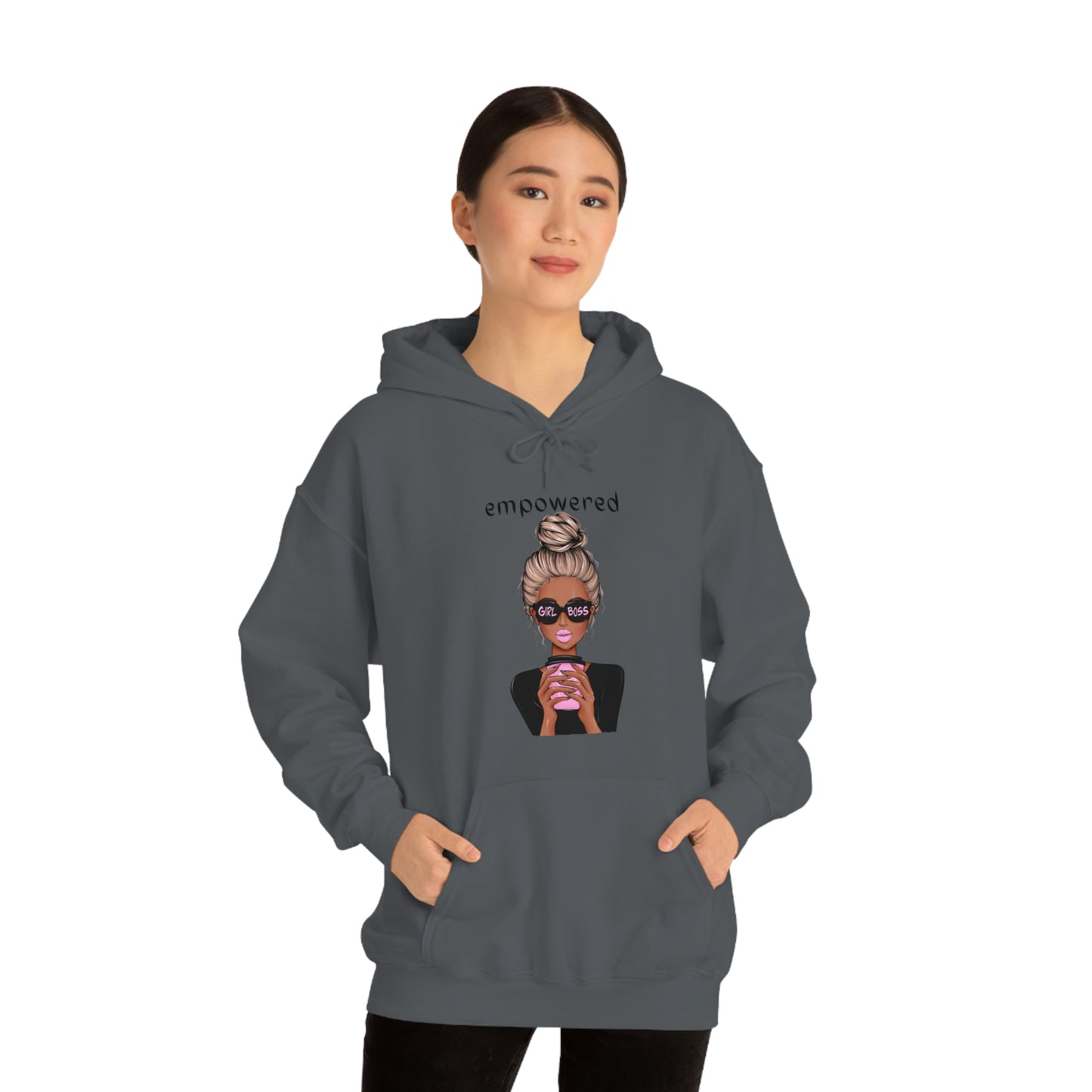 Empowered Girl (African American with blond hair) Boss Hooded Sweatshirt