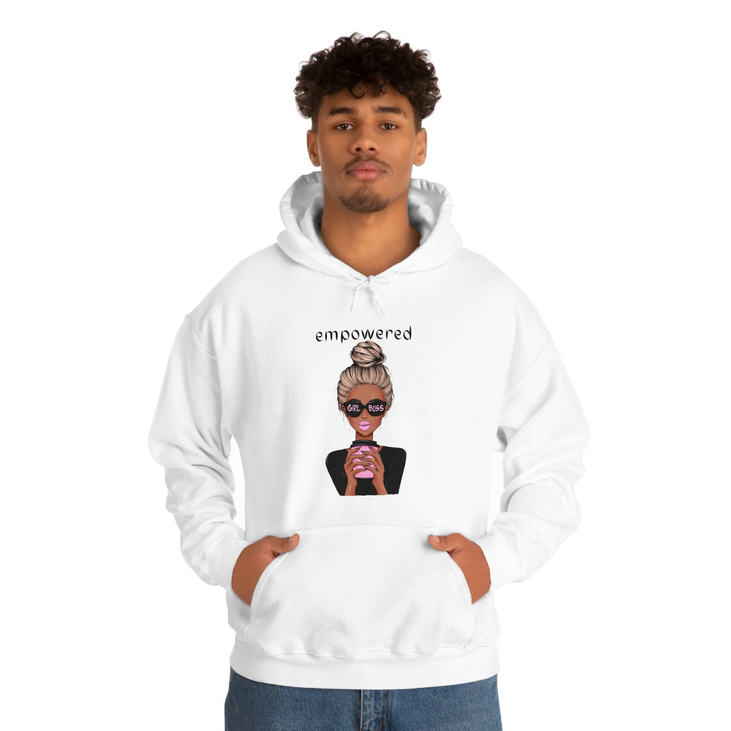 Empowered Girl (African American with blond hair) Boss Hooded Sweatshirt