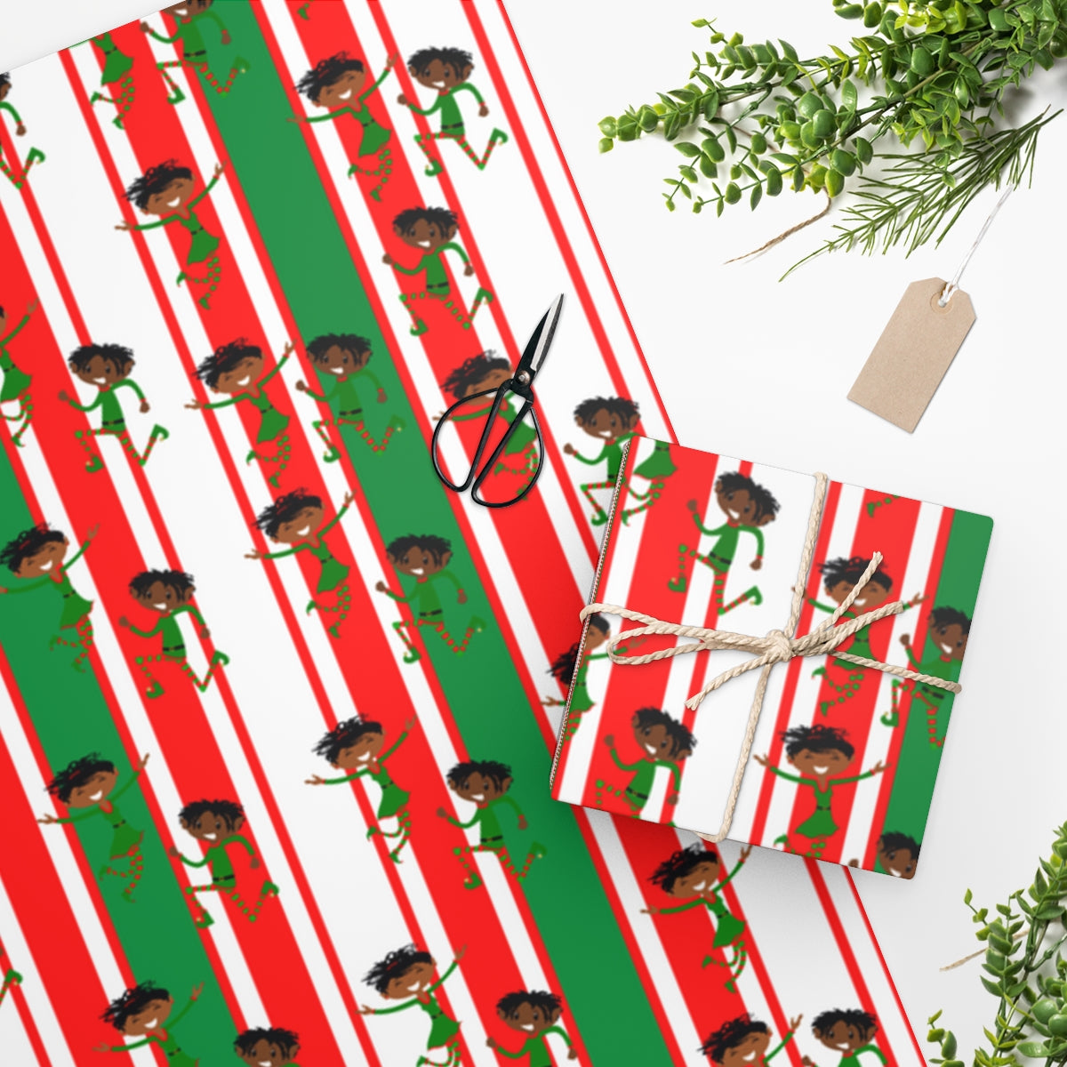 Elves (Red, White and Green) - Wrapping Paper