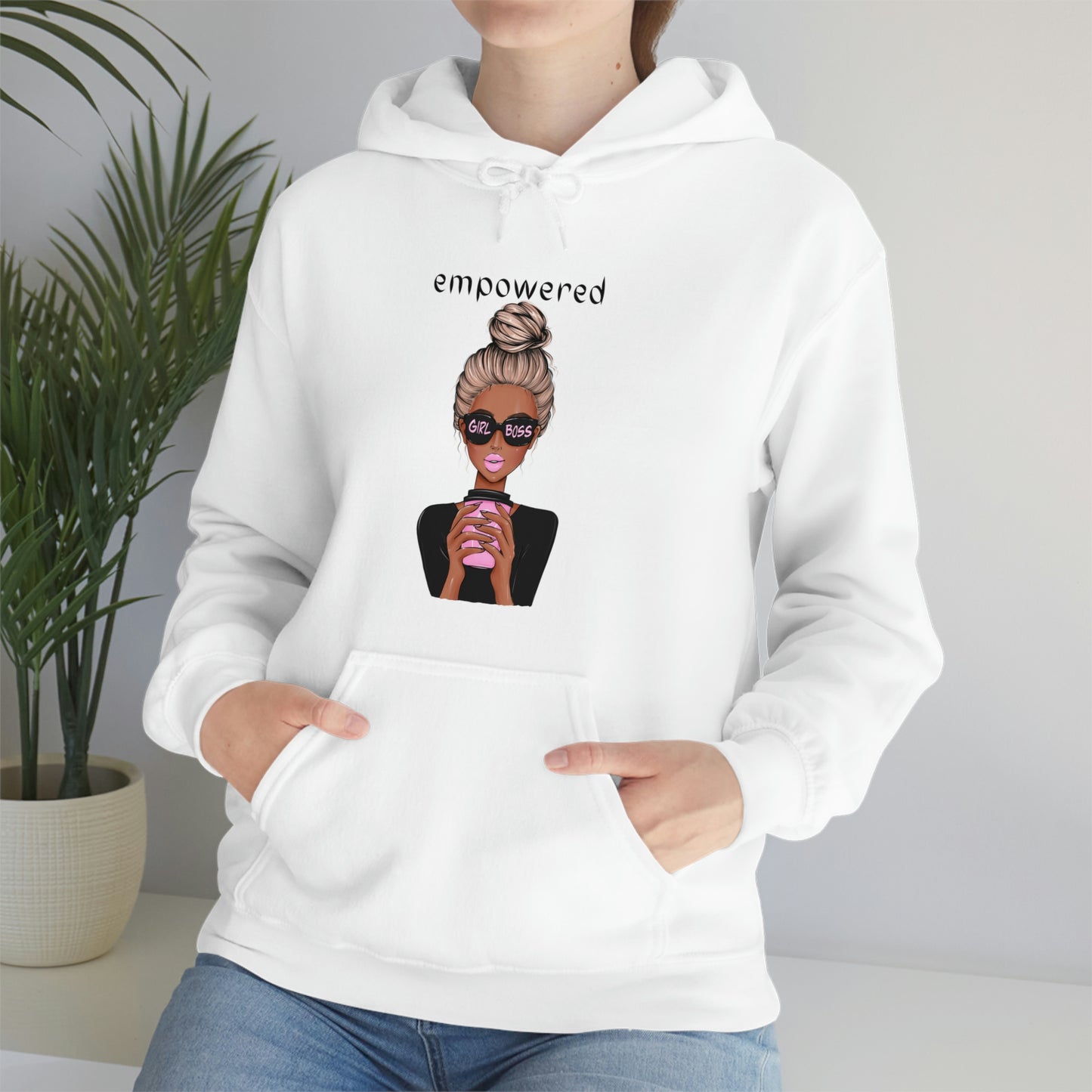 Empowered Girl (African American with blond hair) Boss Hooded Sweatshirt