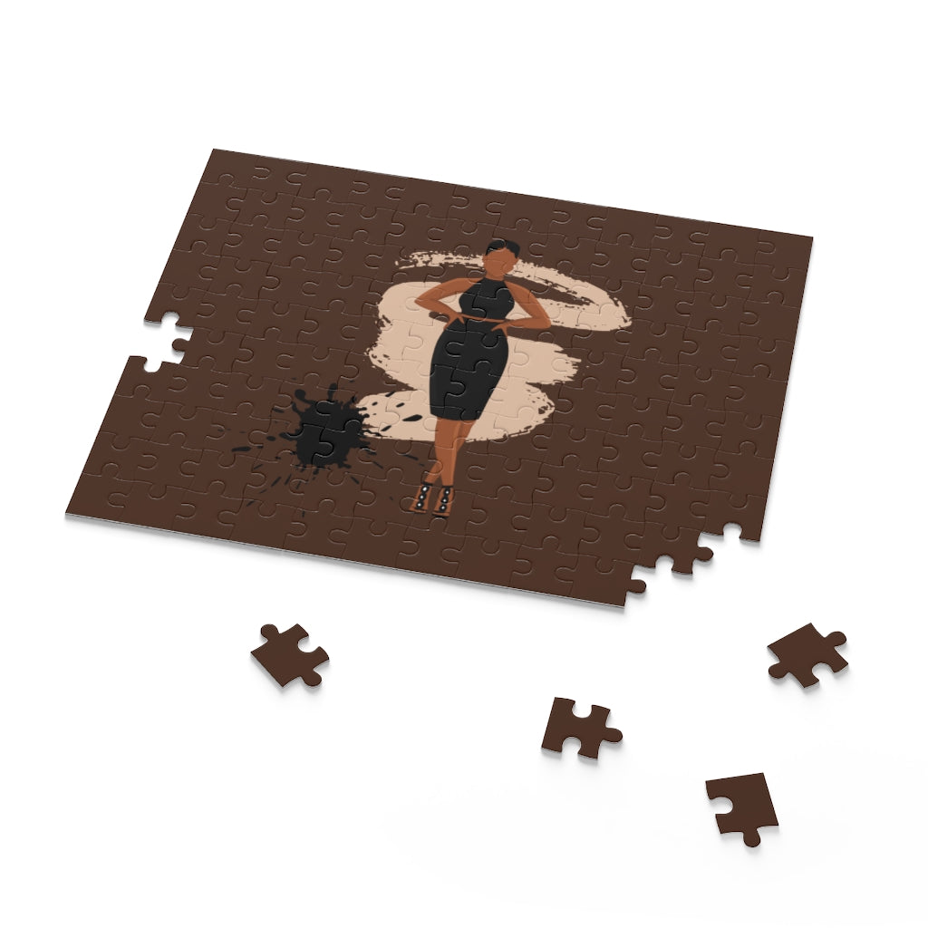 Lady in Black Dress (Brown and Pink Accents) Puzzle (120, 252, 500-Piece)