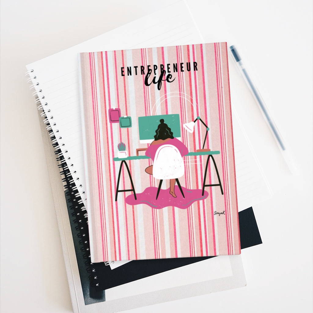Entrepreneur Life (Hardcover/Pink Stripes) Journal - Ruled Line