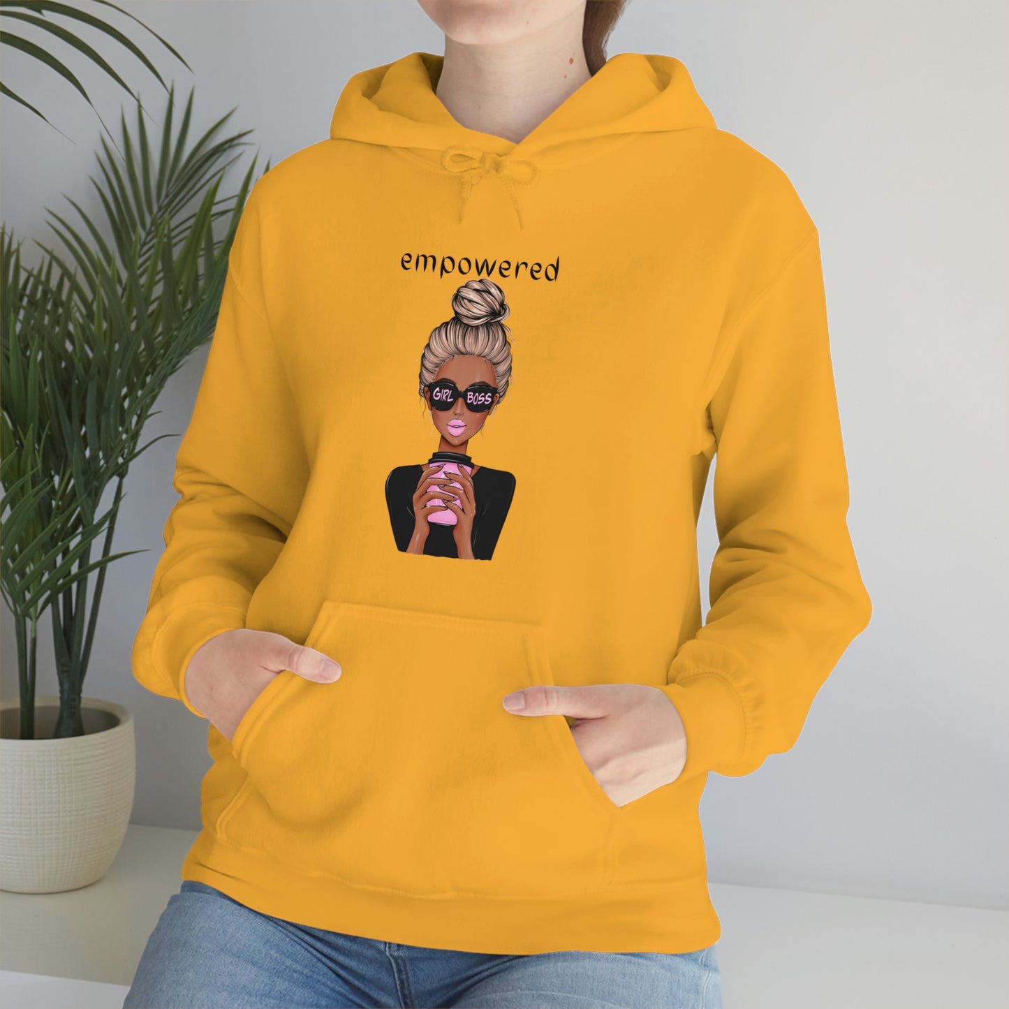 Empowered Girl (African American with blond hair) Boss Hooded Sweatshirt