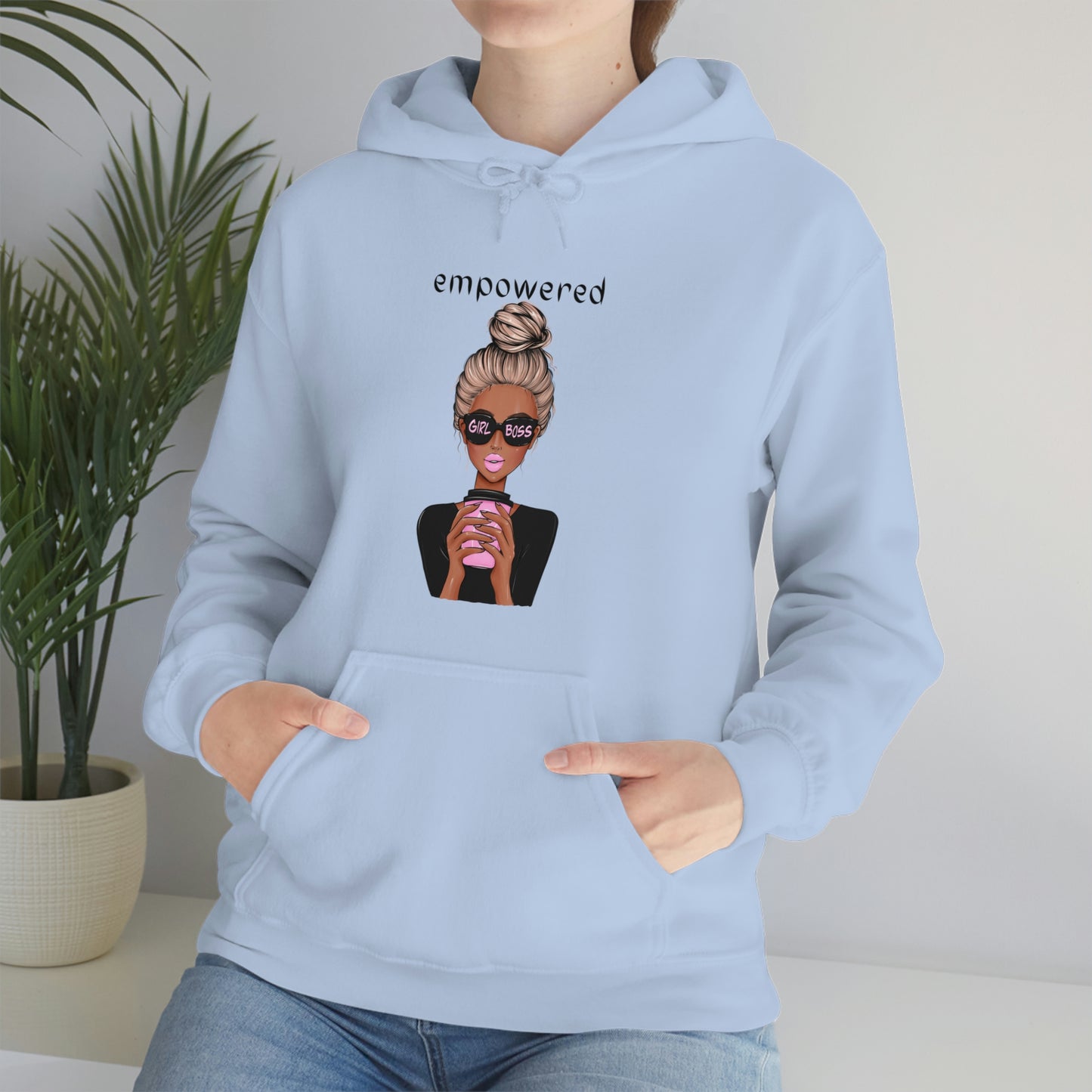 Empowered Girl (African American with blond hair) Boss Hooded Sweatshirt