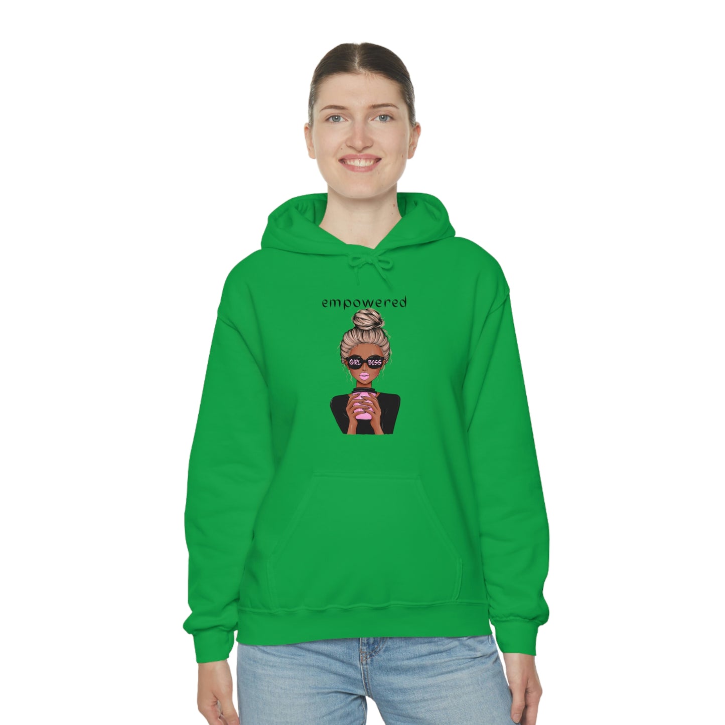 Empowered Girl (African American with blond hair) Boss Hooded Sweatshirt