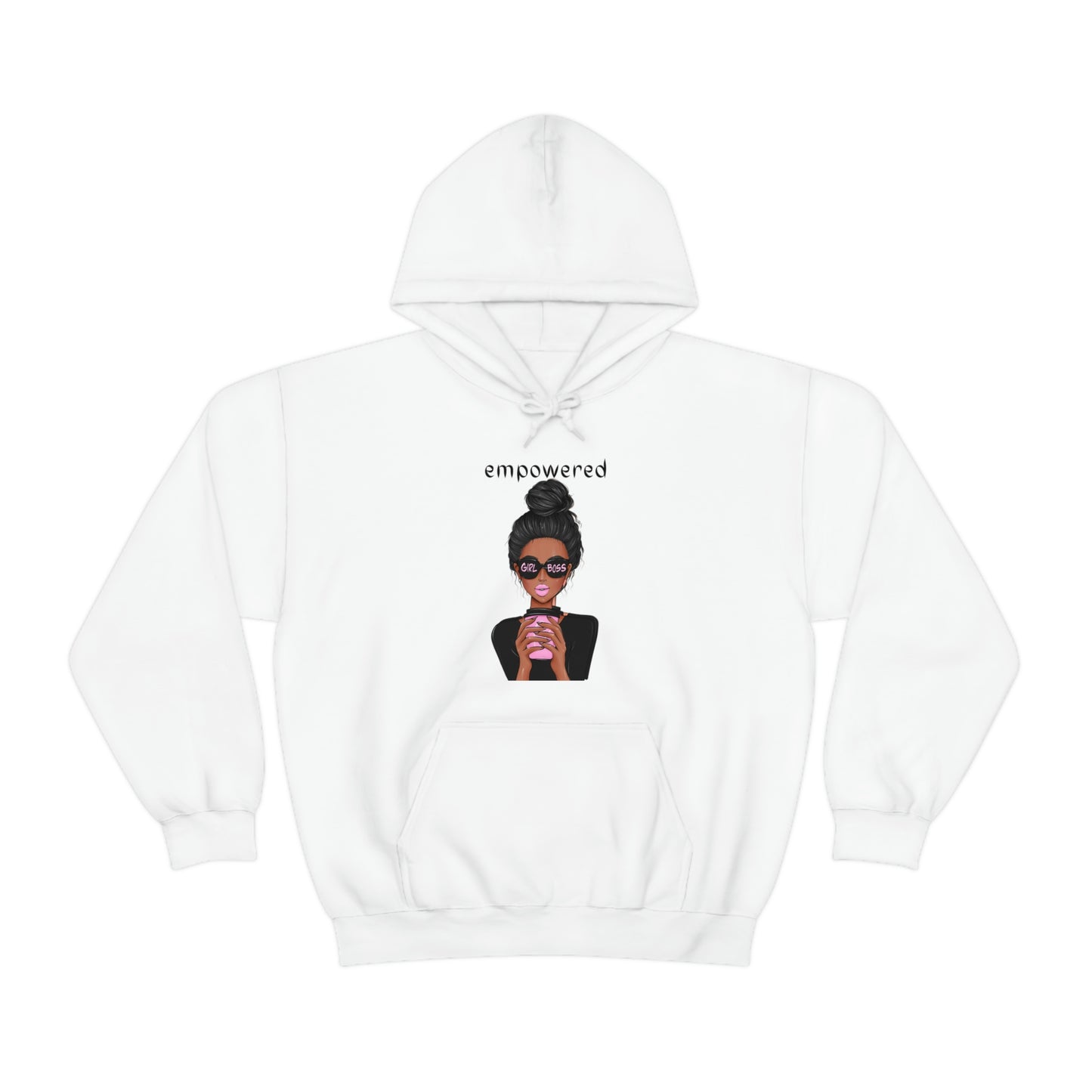 Empowered Girl (African American with black hair) Boss Hooded Sweatshirt