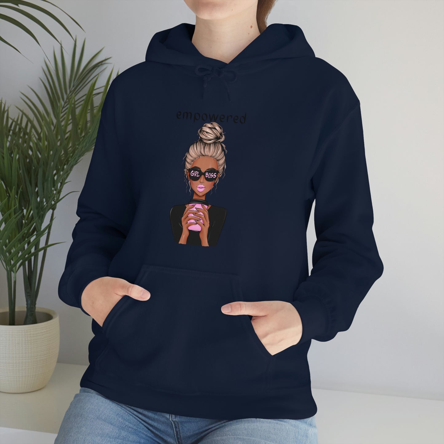 Empowered Girl (African American with blond hair) Boss Hooded Sweatshirt