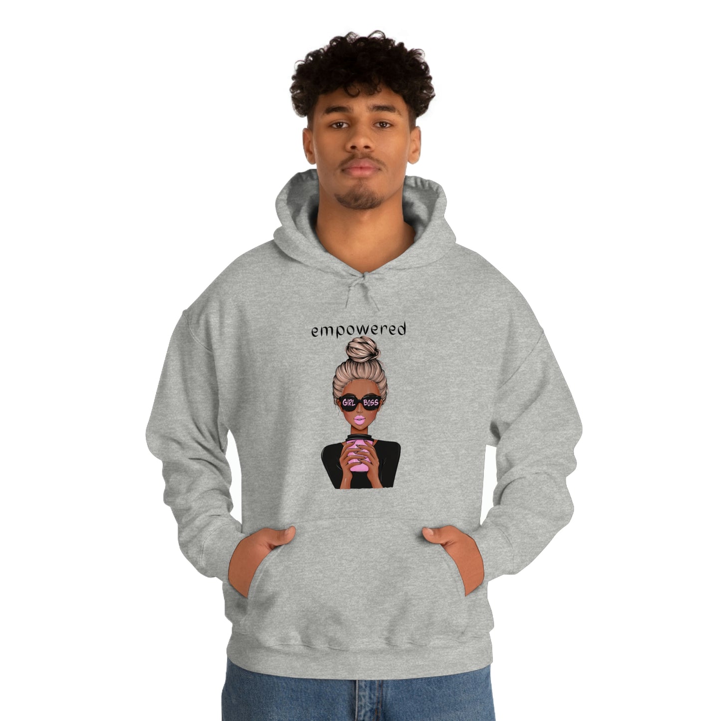 Empowered Girl (African American with blond hair) Boss Hooded Sweatshirt