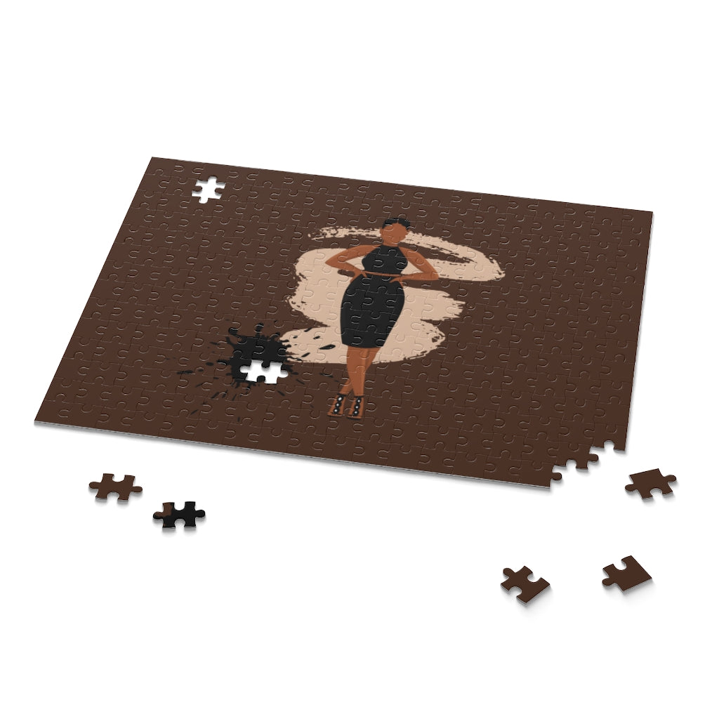 Lady in Black Dress (Brown and Pink Accents) Puzzle (120, 252, 500-Piece)