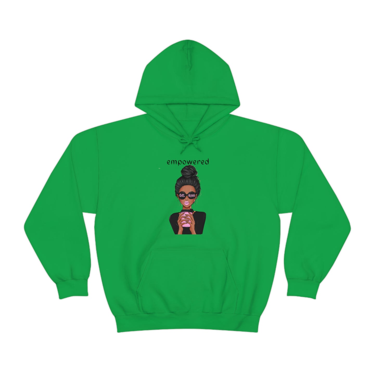 Empowered Girl (African American with black hair) Boss Hooded Sweatshirt