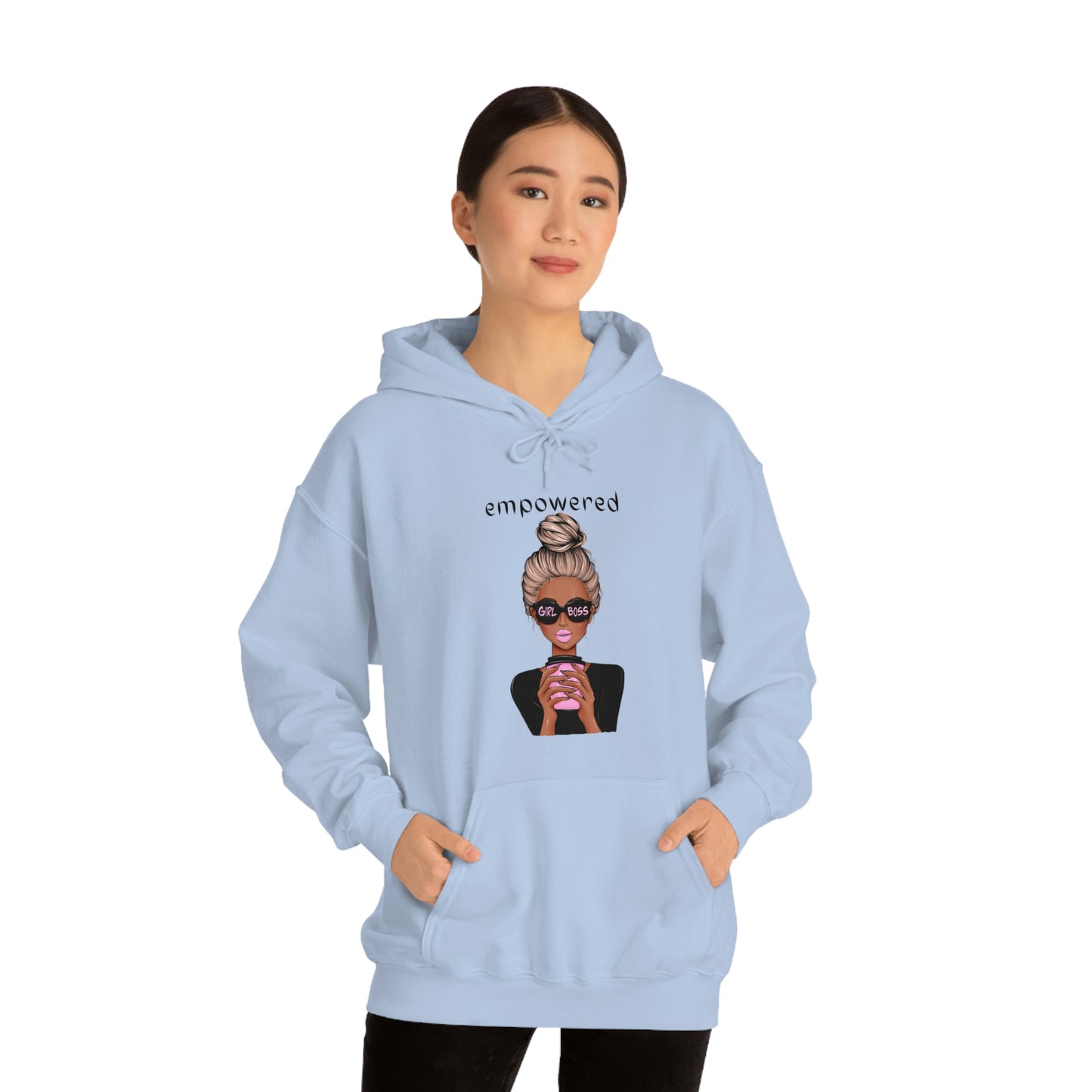 Empowered Girl (African American with blond hair) Boss Hooded Sweatshirt