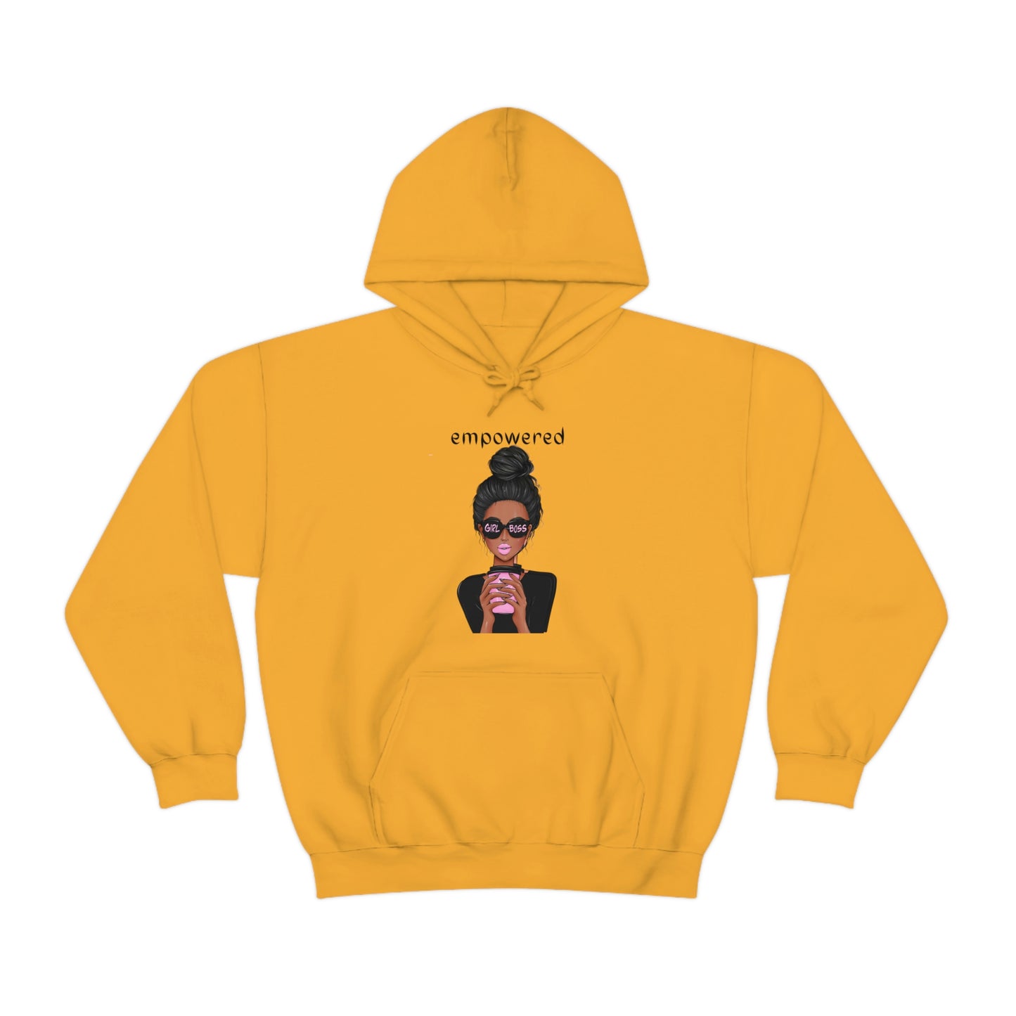 Empowered Girl (African American with black hair) Boss Hooded Sweatshirt