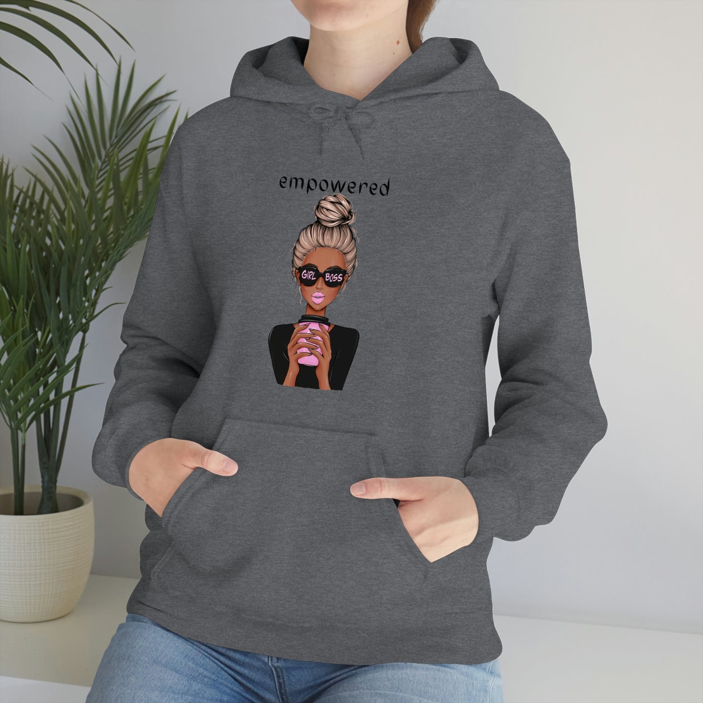 Empowered Girl (African American with blond hair) Boss Hooded Sweatshirt