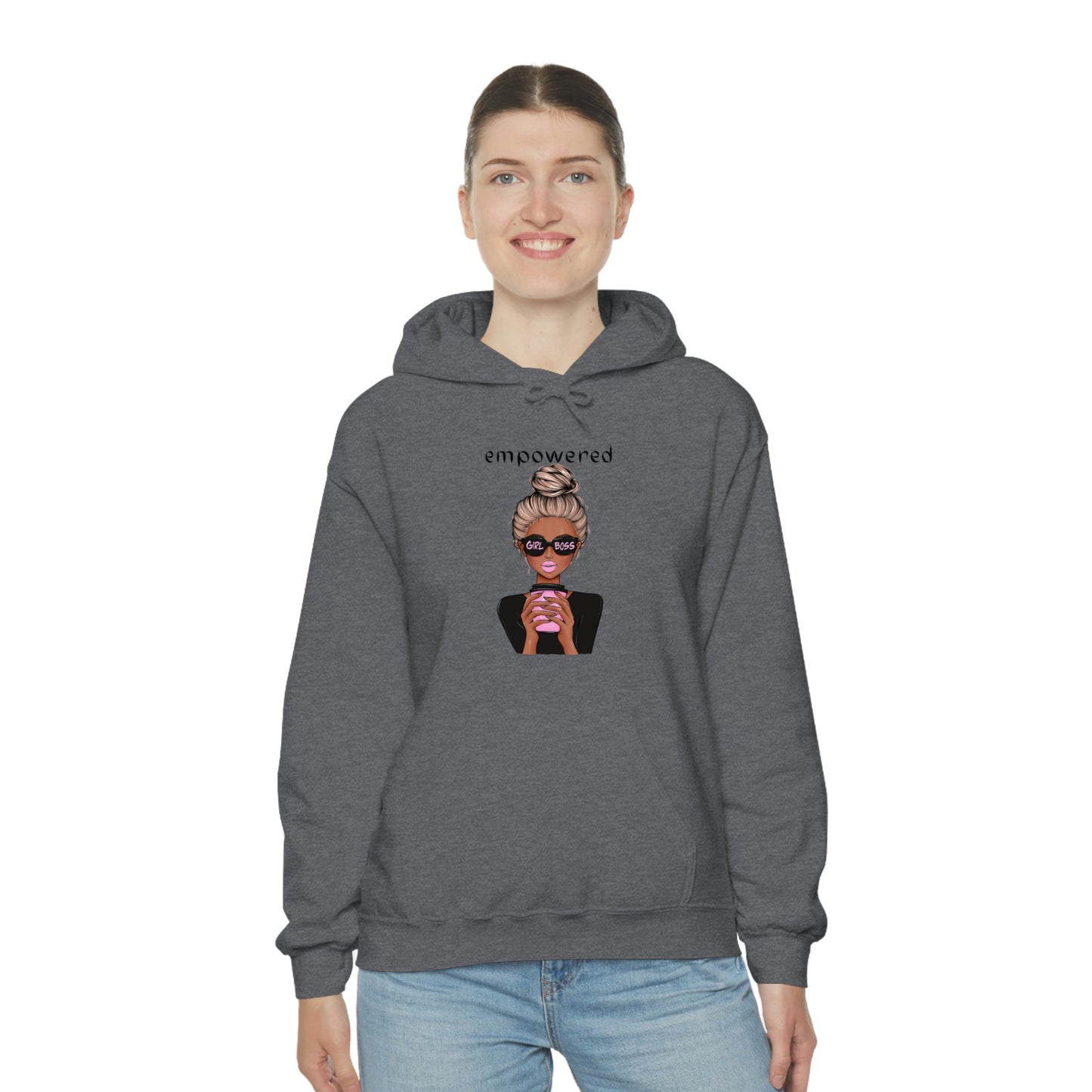 Empowered Girl (African American with blond hair) Boss Hooded Sweatshirt