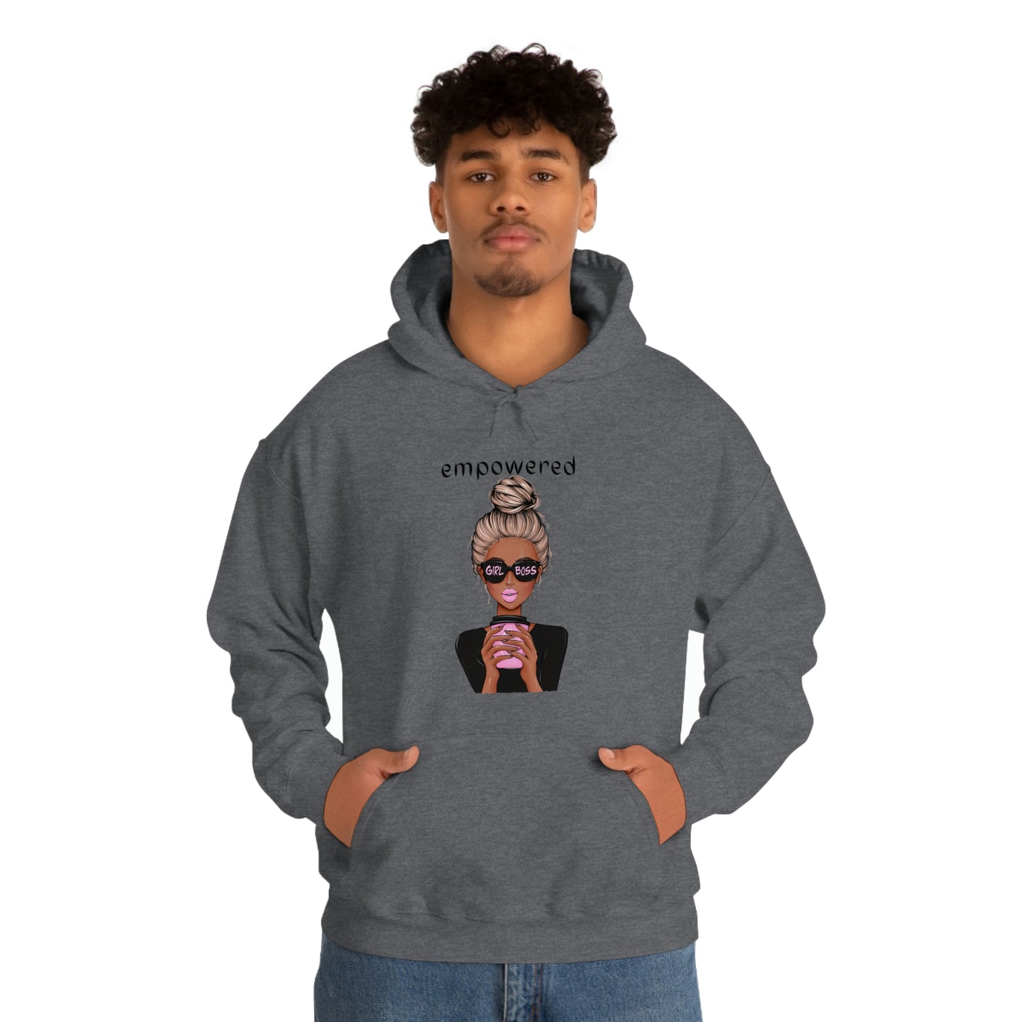 Empowered Girl (African American with blond hair) Boss Hooded Sweatshirt