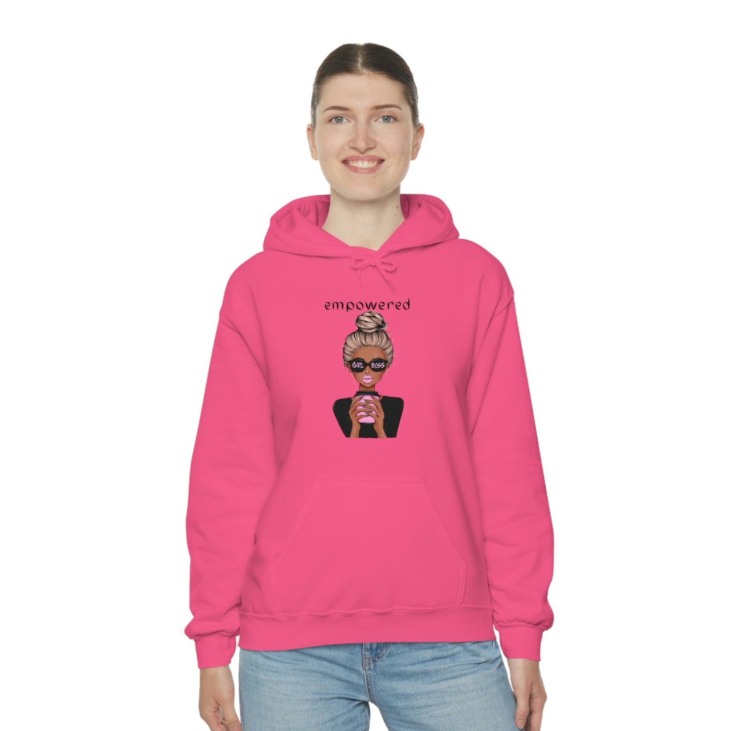 Empowered Girl (African American with blond hair) Boss Hooded Sweatshirt