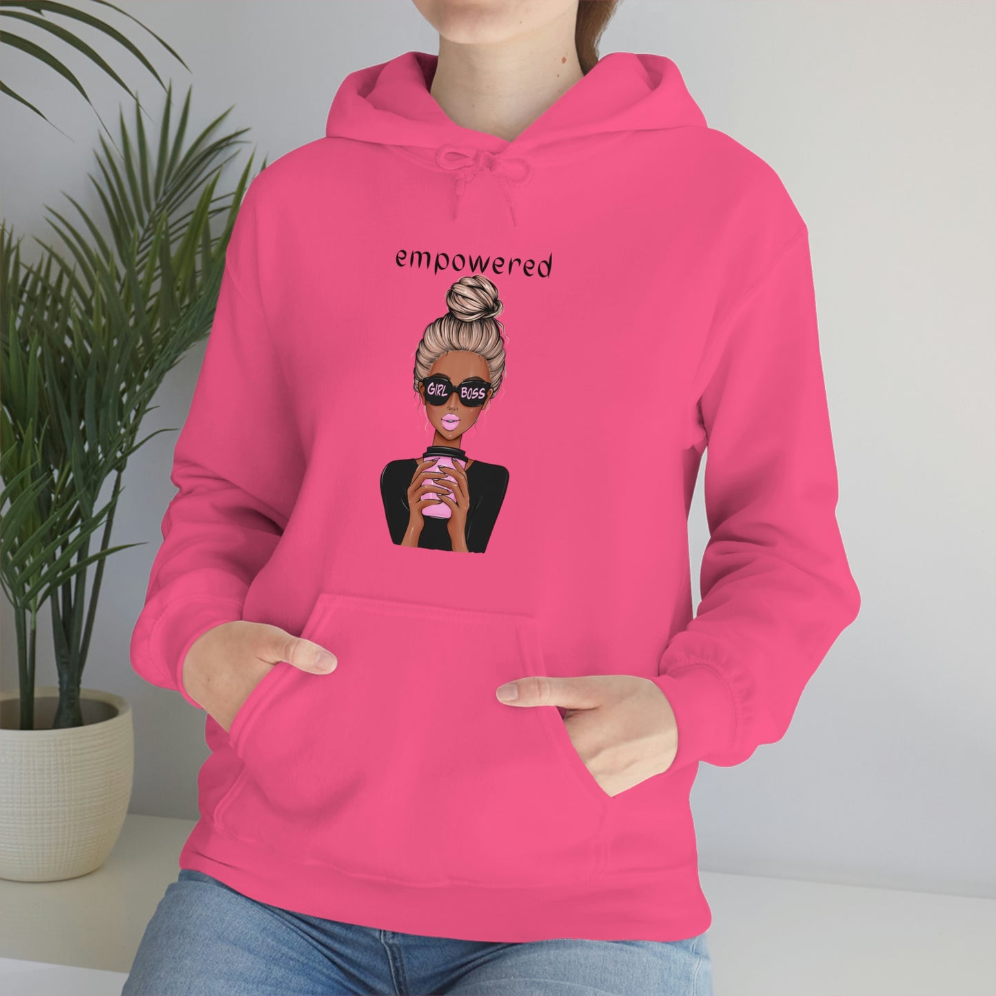 Empowered Girl (African American with blond hair) Boss Hooded Sweatshirt