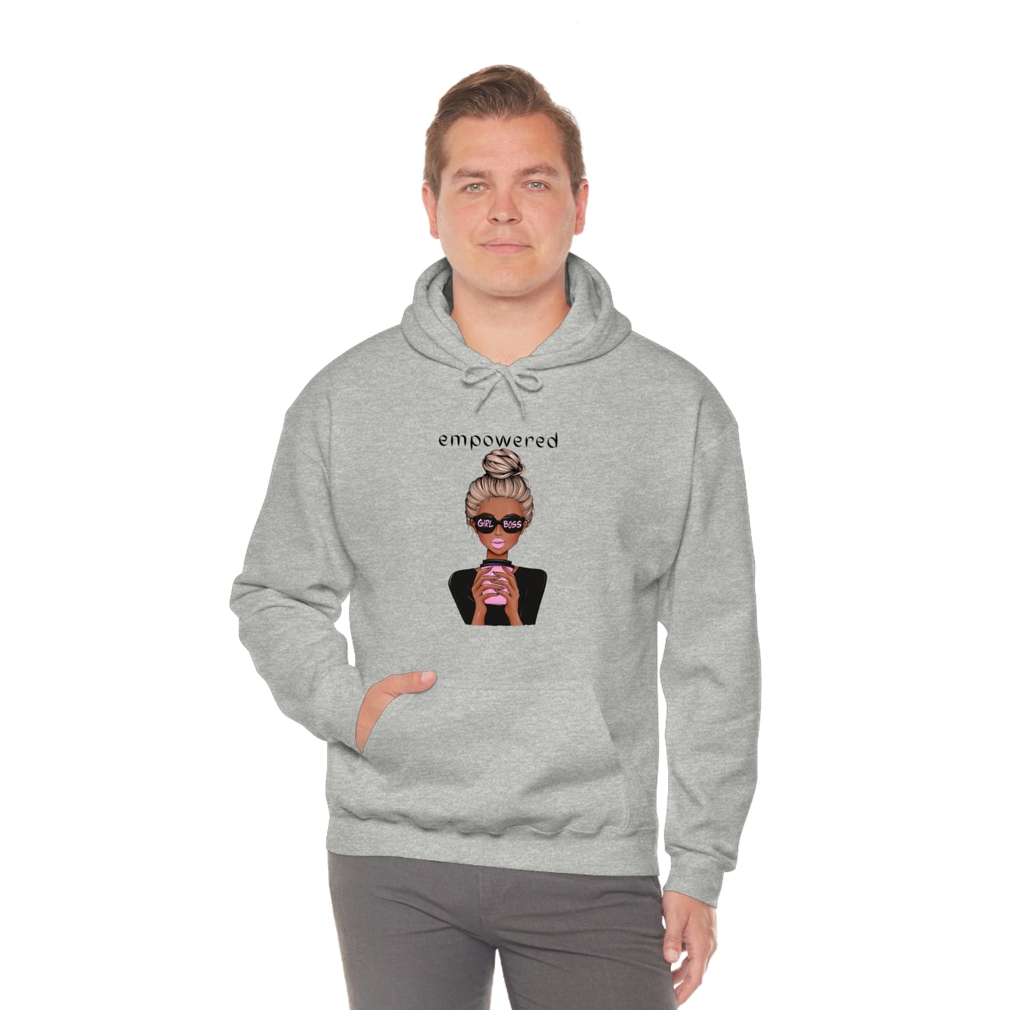 Empowered Girl (African American with blond hair) Boss Hooded Sweatshirt