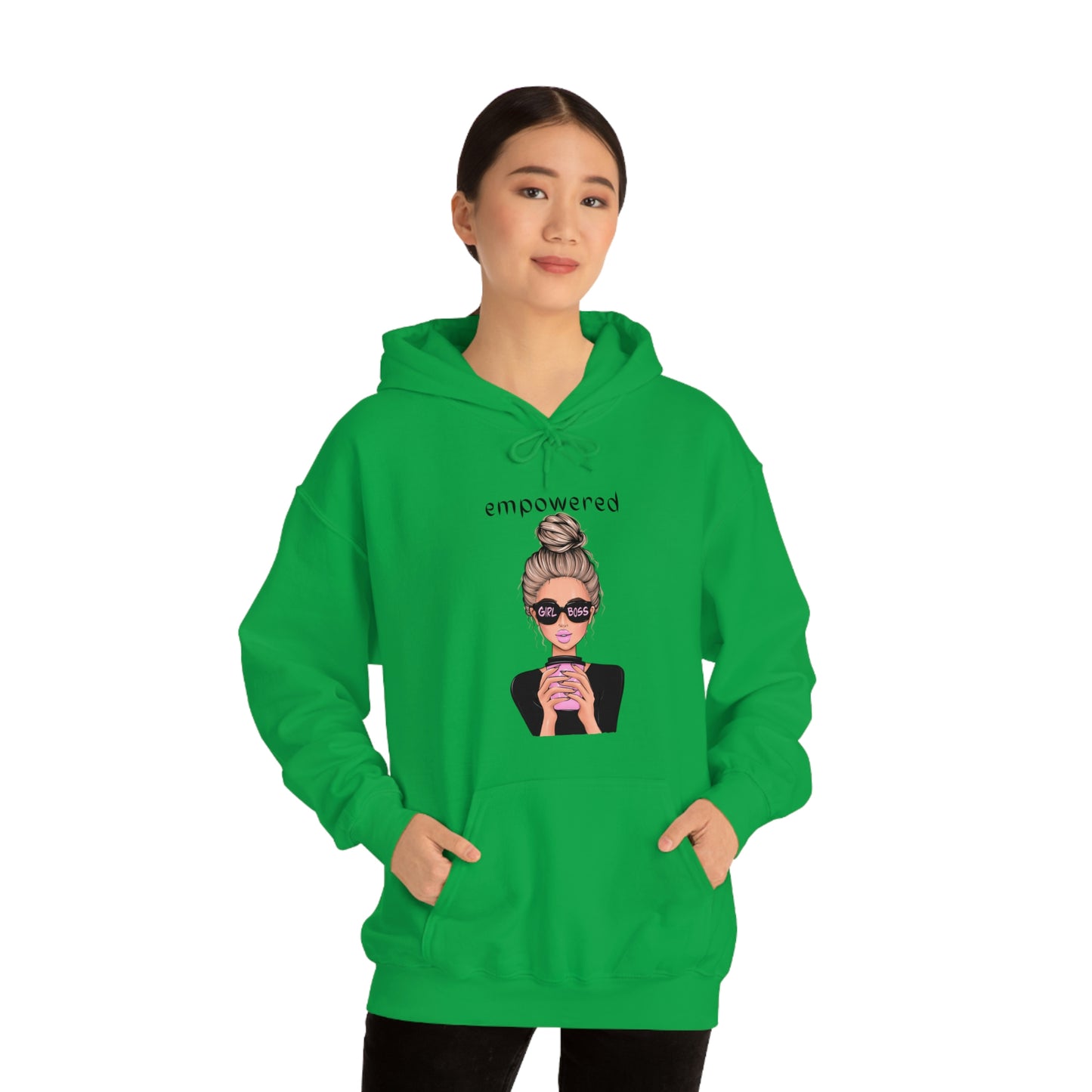 Empowered Girl (Caucasian with blond hair) Boss Hooded Sweatshirt