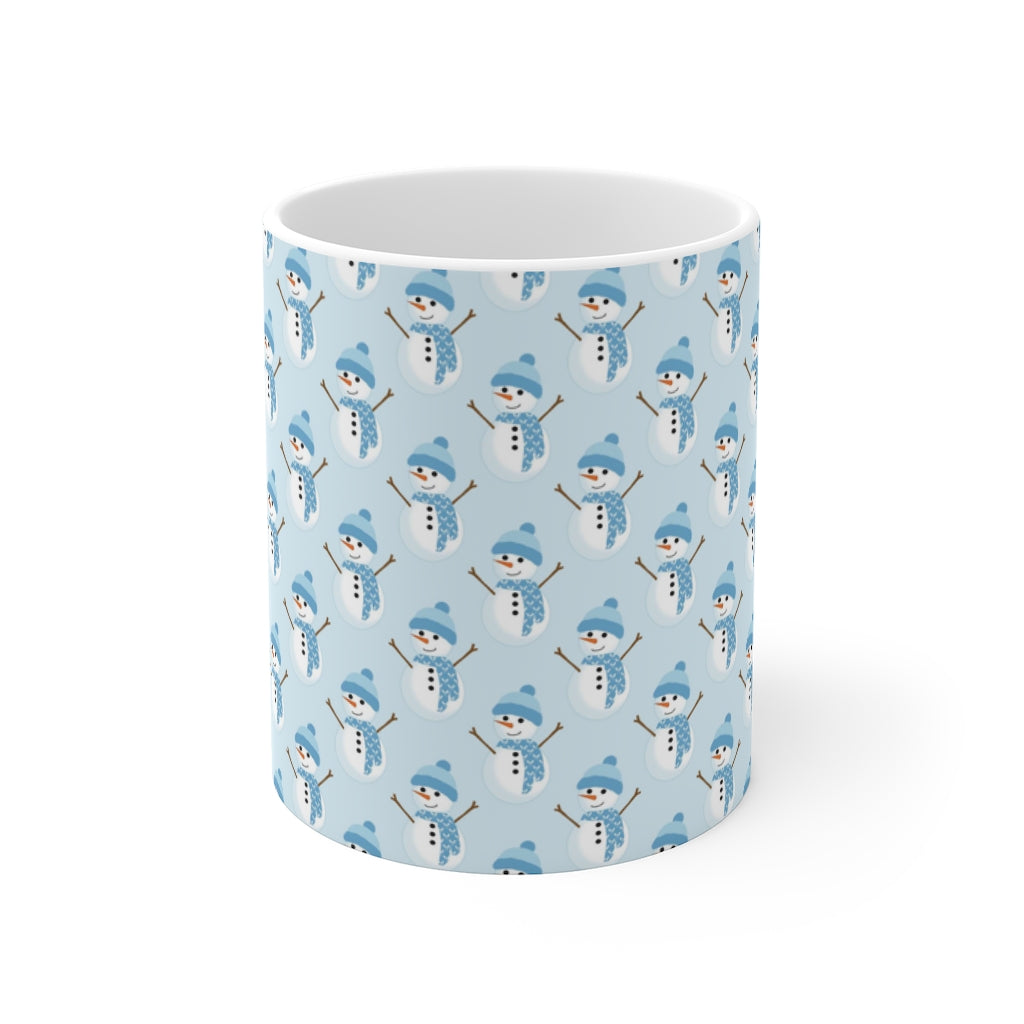 Blue Scarf Snowmen Mug