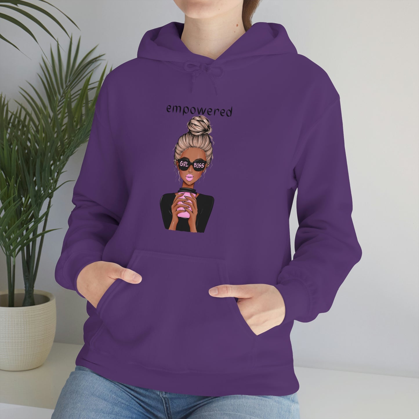 Empowered Girl (African American with blond hair) Boss Hooded Sweatshirt