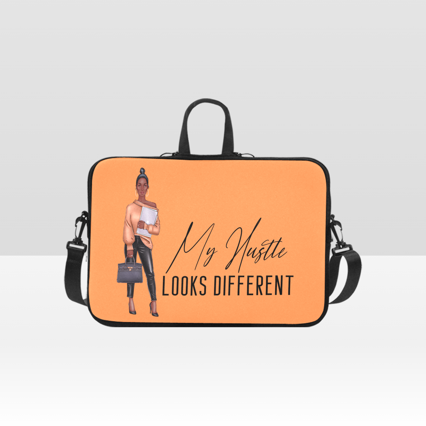 My Hustle Looks Different (AA Girl) Laptop Handbag - Peach