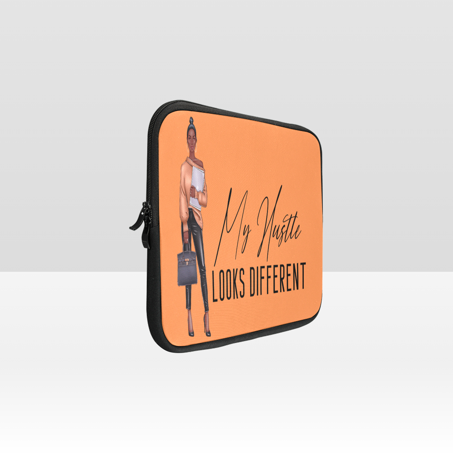 My Hustle Looks Different (African American Girl) Laptop Sleeve - Peach