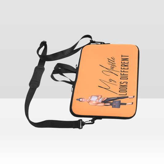 My Hustle Looks Different (Caucasian Girl) Laptop Handbag - Peach