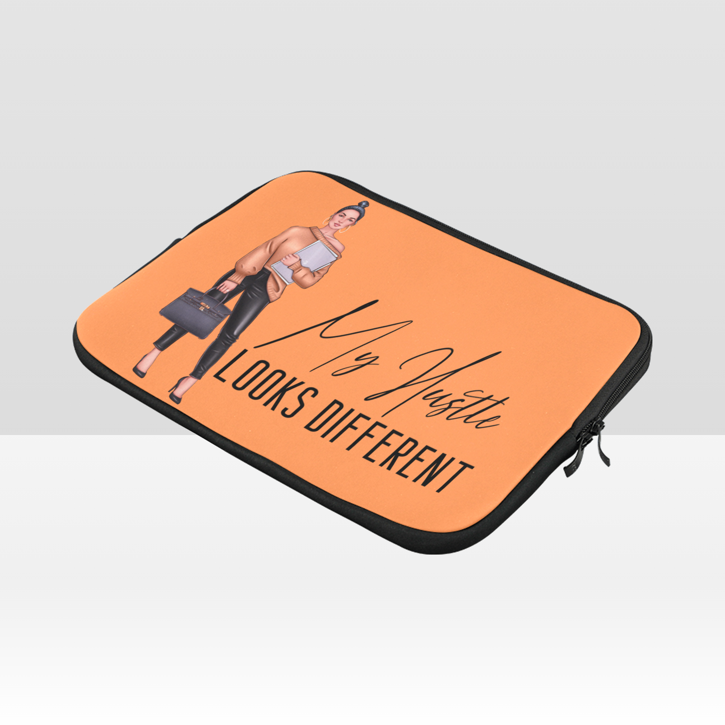 My Hustle Looks Different (Caucasian Girl) Laptop Sleeve - Peach