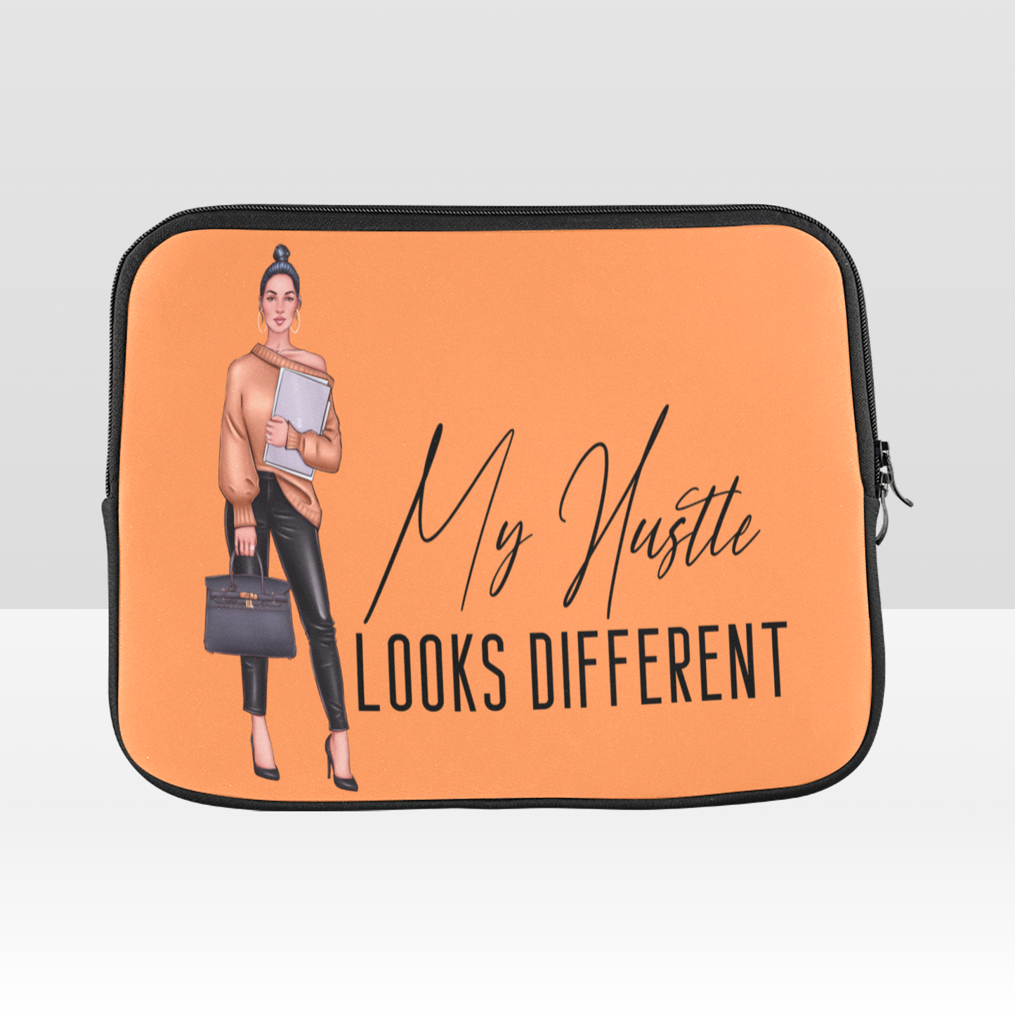 My Hustle Looks Different (Caucasian Girl) Laptop Sleeve - Peach