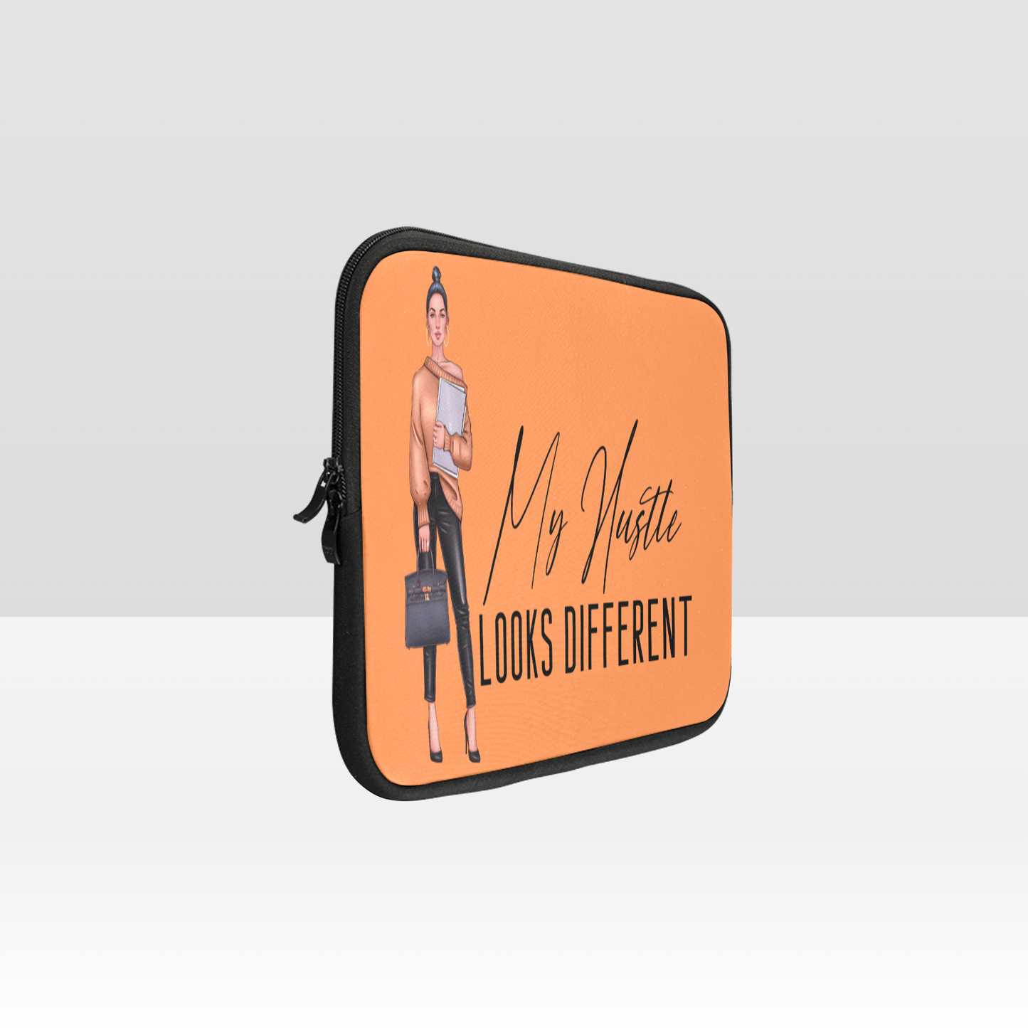 My Hustle Looks Different (Caucasian Girl) Laptop Sleeve - Peach