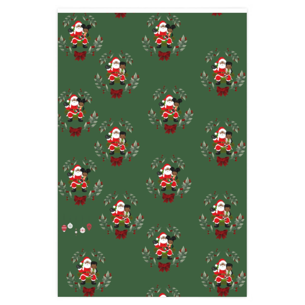 Sitting on Santa's Lap (dark green background) - Wrapping Paper