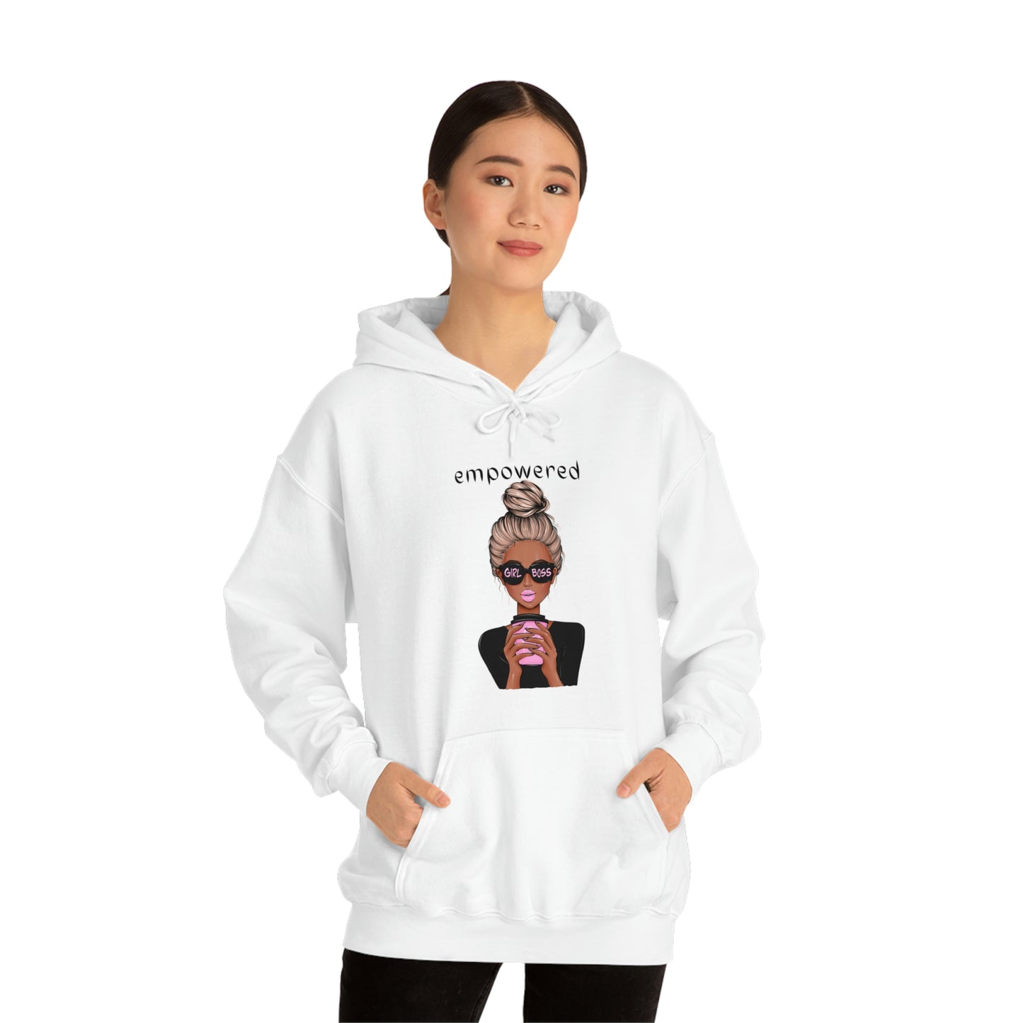 Empowered Girl (African American with blond hair) Boss Hooded Sweatshirt