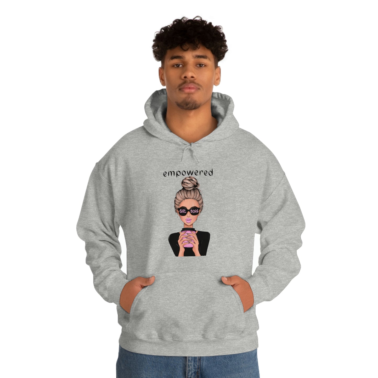 Empowered Girl (Caucasian with blond hair) Boss Hooded Sweatshirt