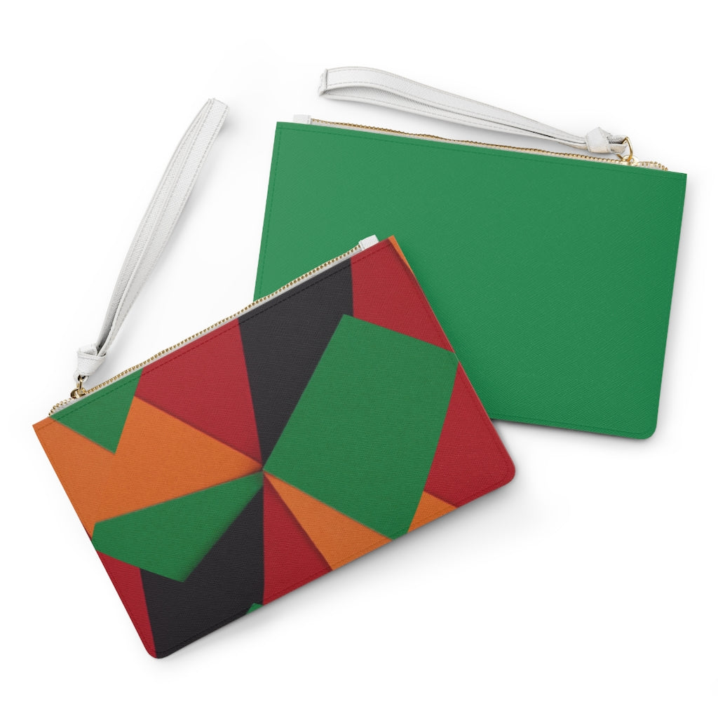 Multicolor (black, gold, green, red) Clutch Bag
