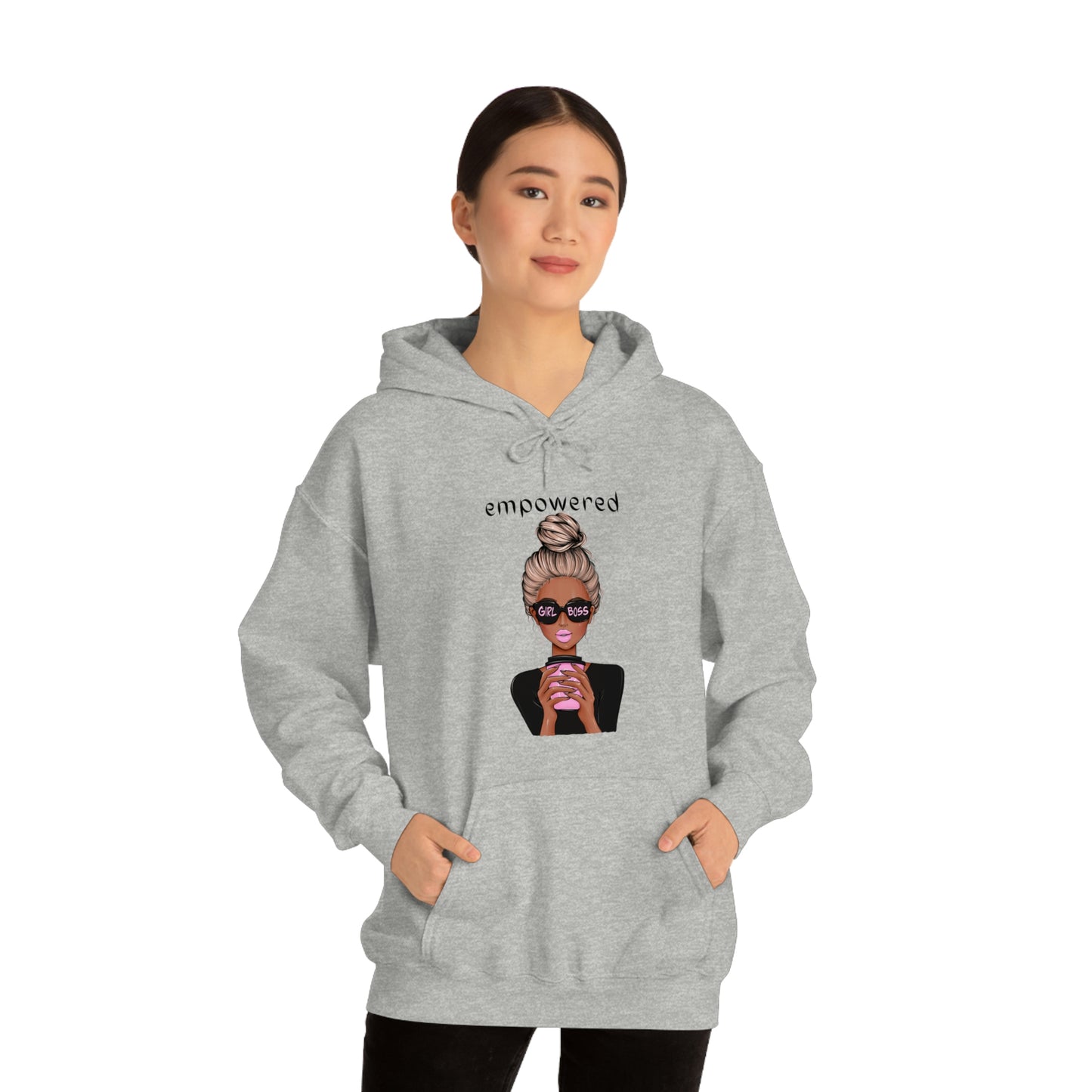 Empowered Girl (African American with blond hair) Boss Hooded Sweatshirt