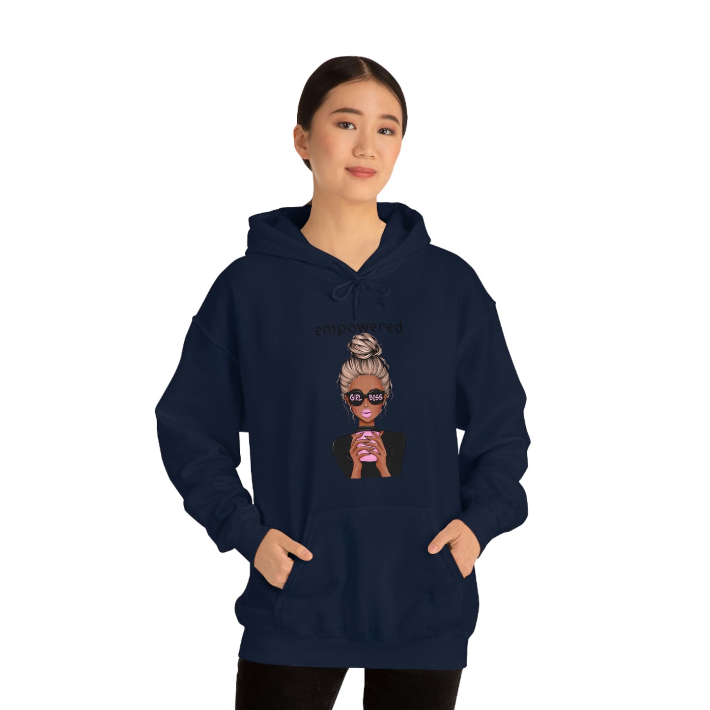 Empowered Girl (African American with blond hair) Boss Hooded Sweatshirt