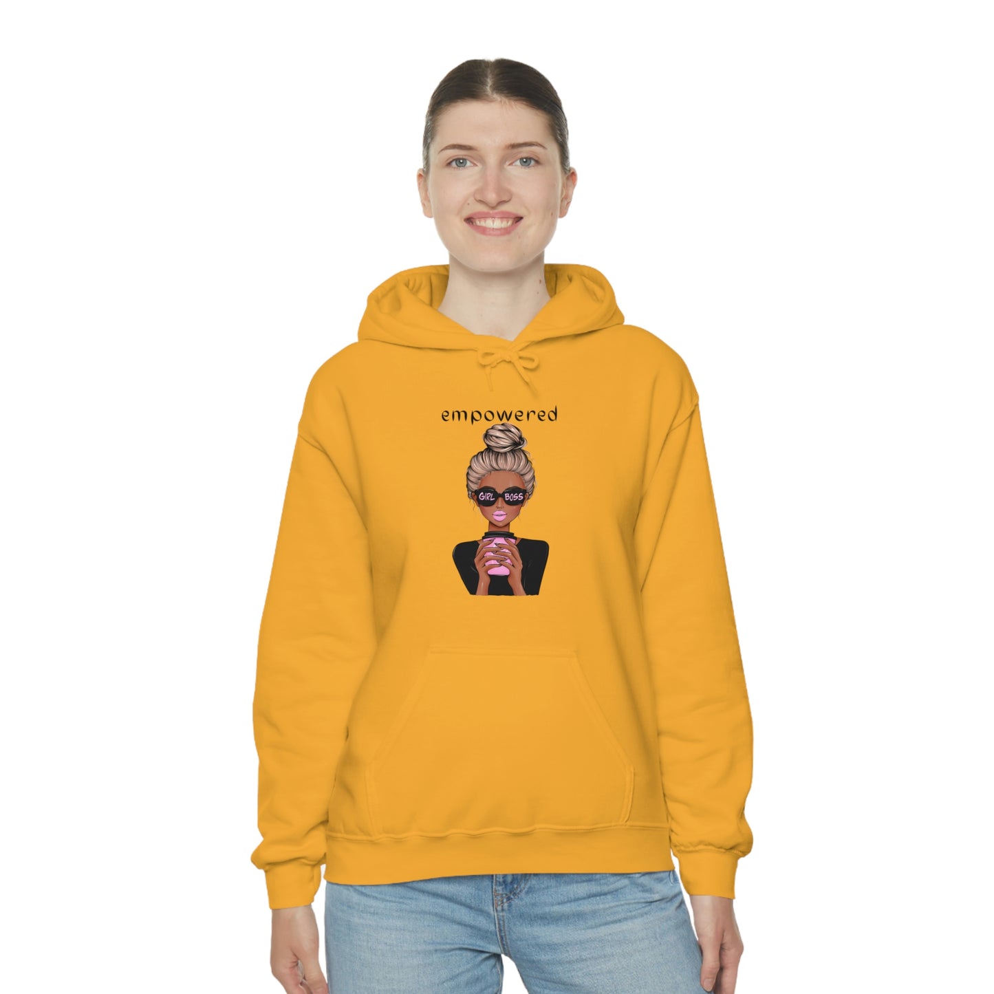 Empowered Girl (African American with blond hair) Boss Hooded Sweatshirt