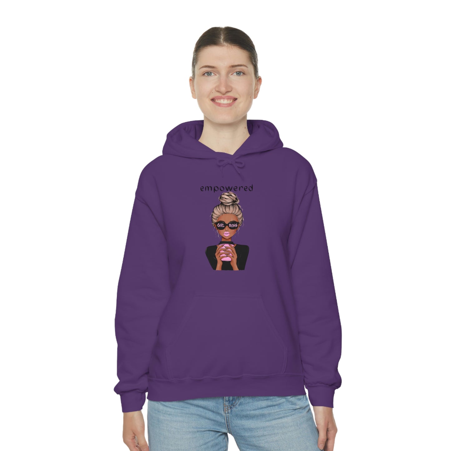 Empowered Girl (African American with blond hair) Boss Hooded Sweatshirt