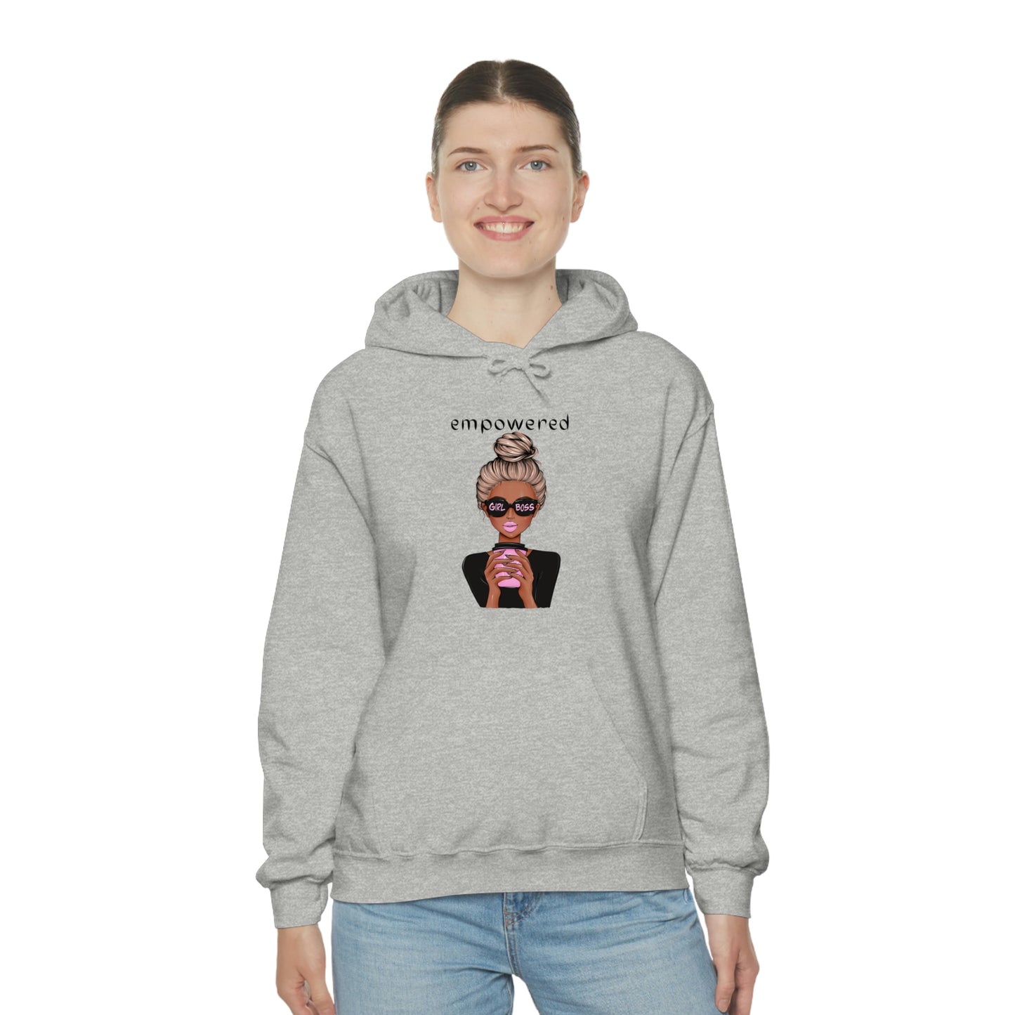 Empowered Girl (African American with blond hair) Boss Hooded Sweatshirt