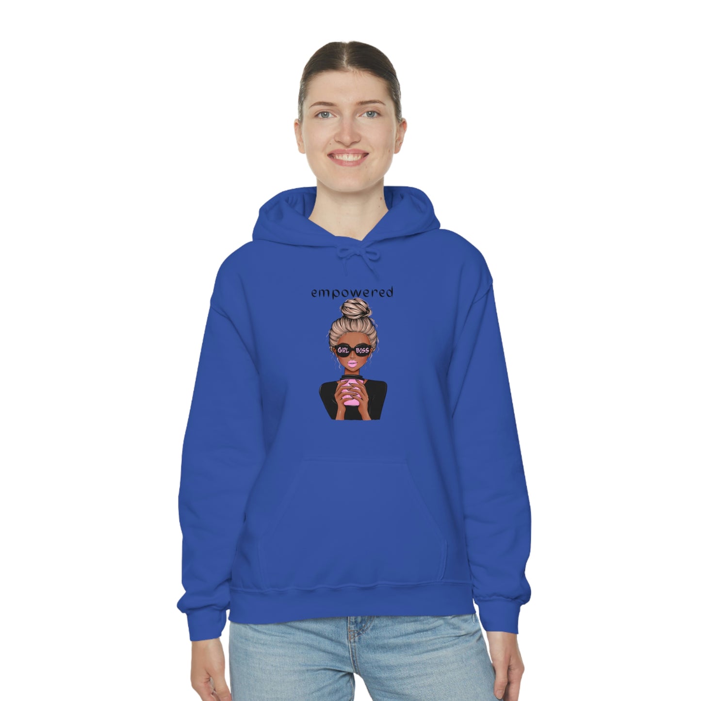 Empowered Girl (African American with blond hair) Boss Hooded Sweatshirt