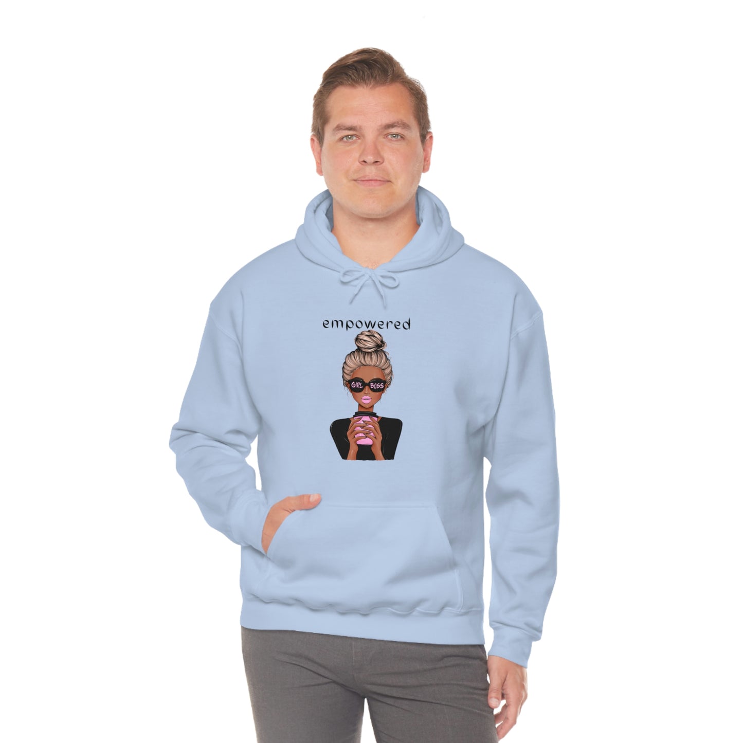 Empowered Girl (African American with blond hair) Boss Hooded Sweatshirt