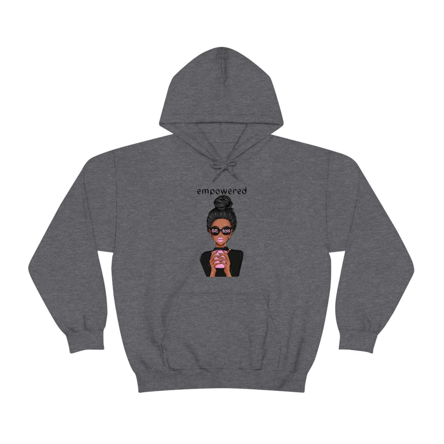 Empowered Girl (African American with black hair) Boss Hooded Sweatshirt